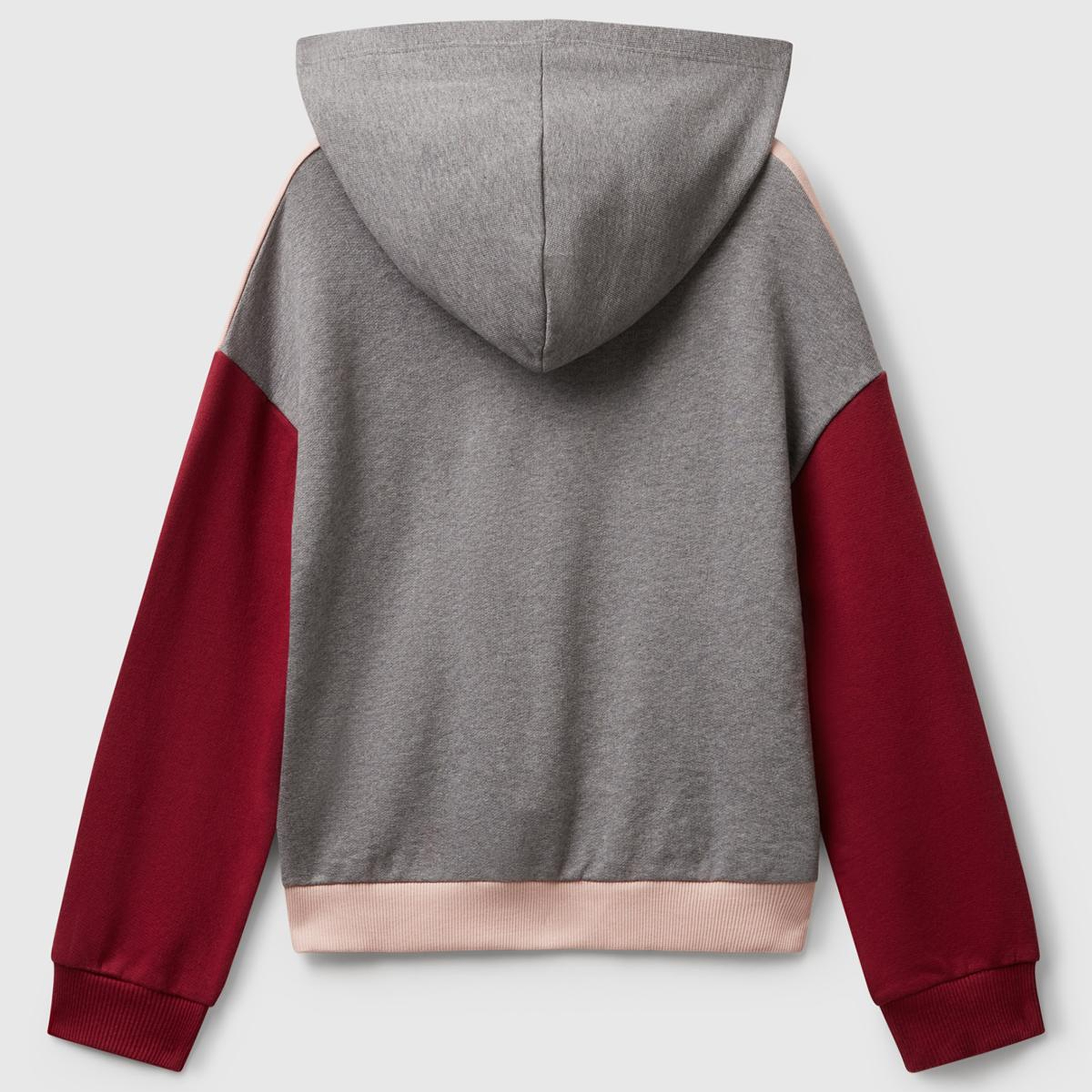 Kız Çocuk Siyah-Gri Mix Önü Logo Baskılı Ribanalı Kapüşonlu Sweatshirt