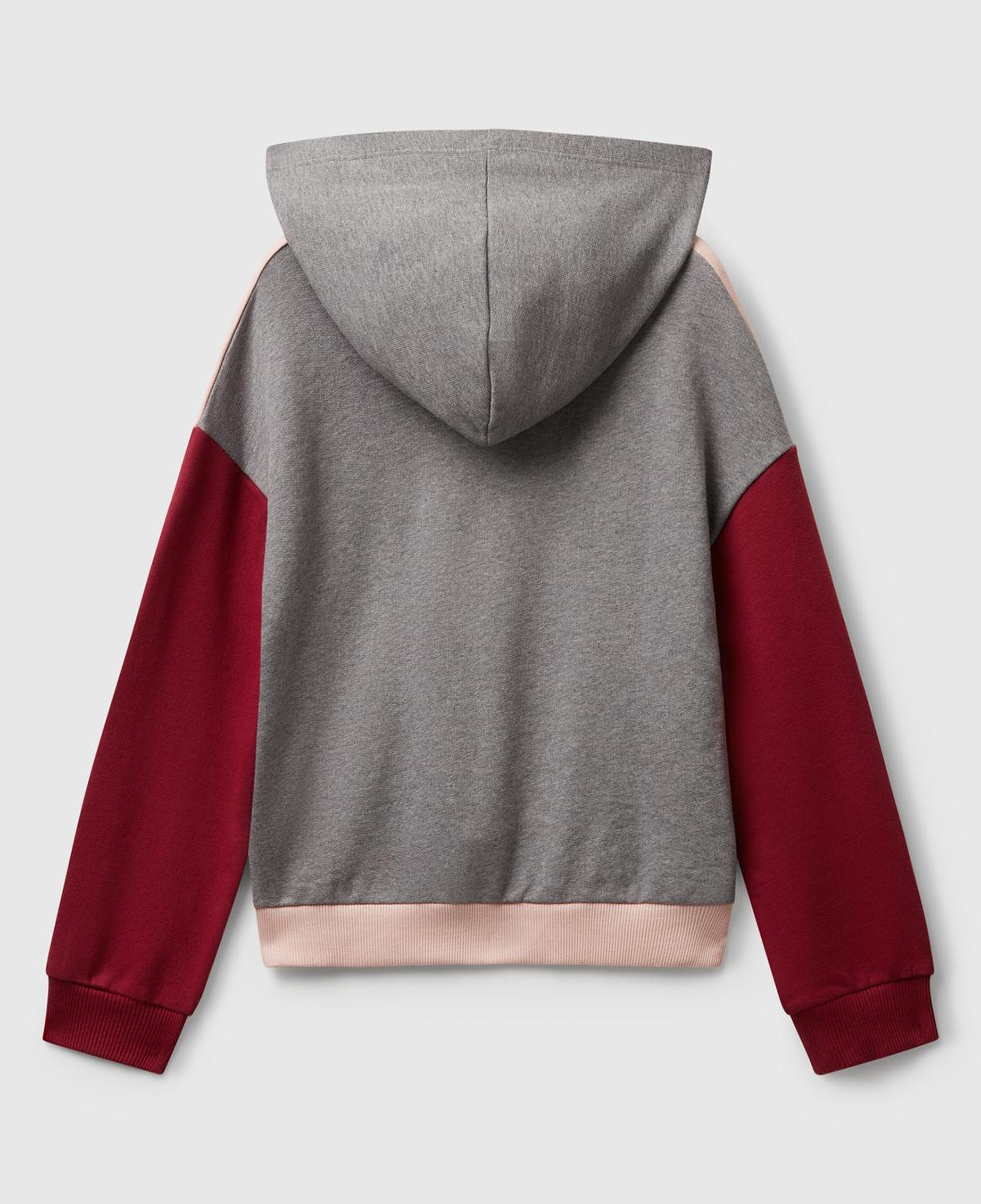 Kız Çocuk Siyah-Gri Mix Önü Logo Baskılı Ribanalı Kapüşonlu Sweatshirt