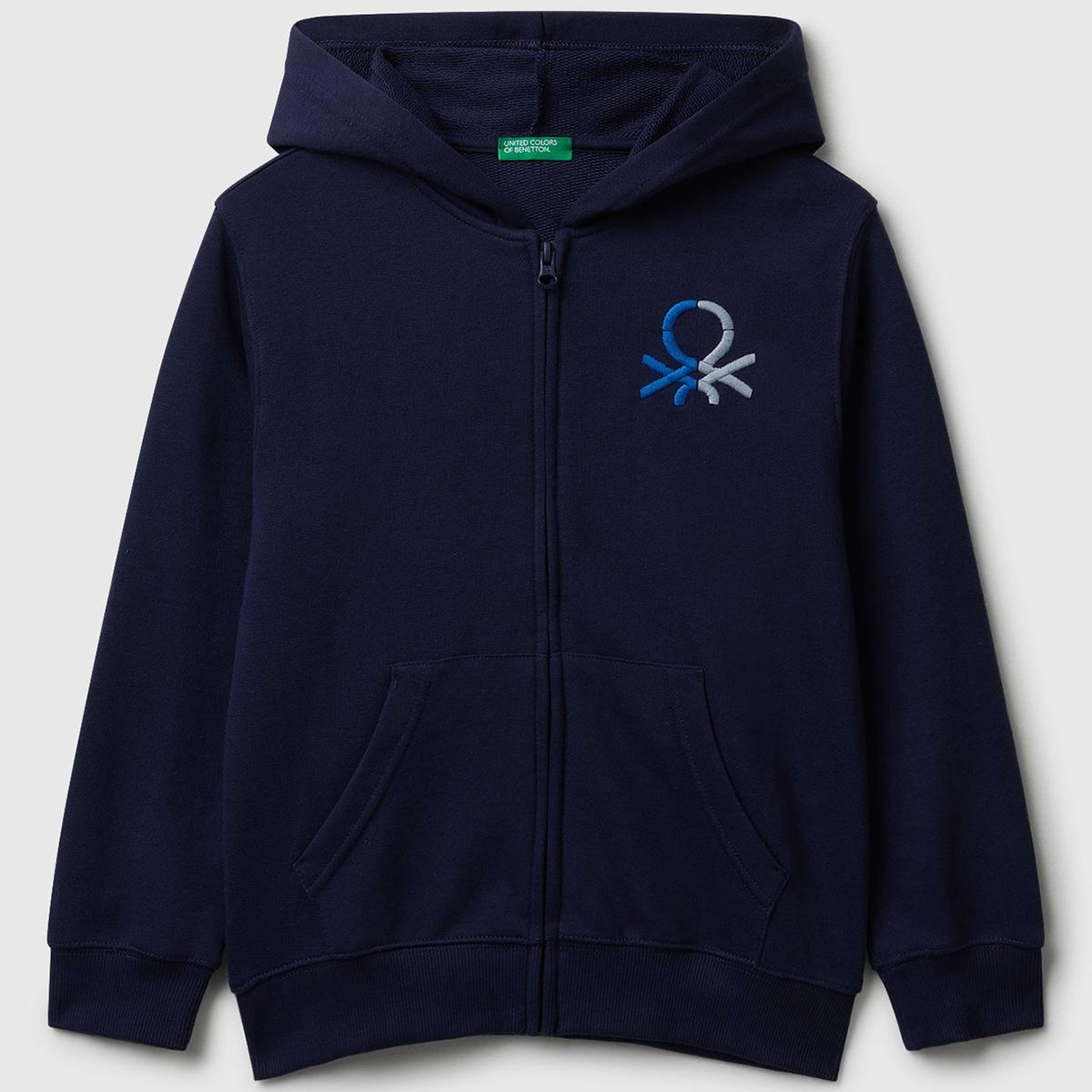 Erkek Çocuk Lacivert Önü Logo Detaylı Fermuarlı Kapüşonlu Sweatshirt