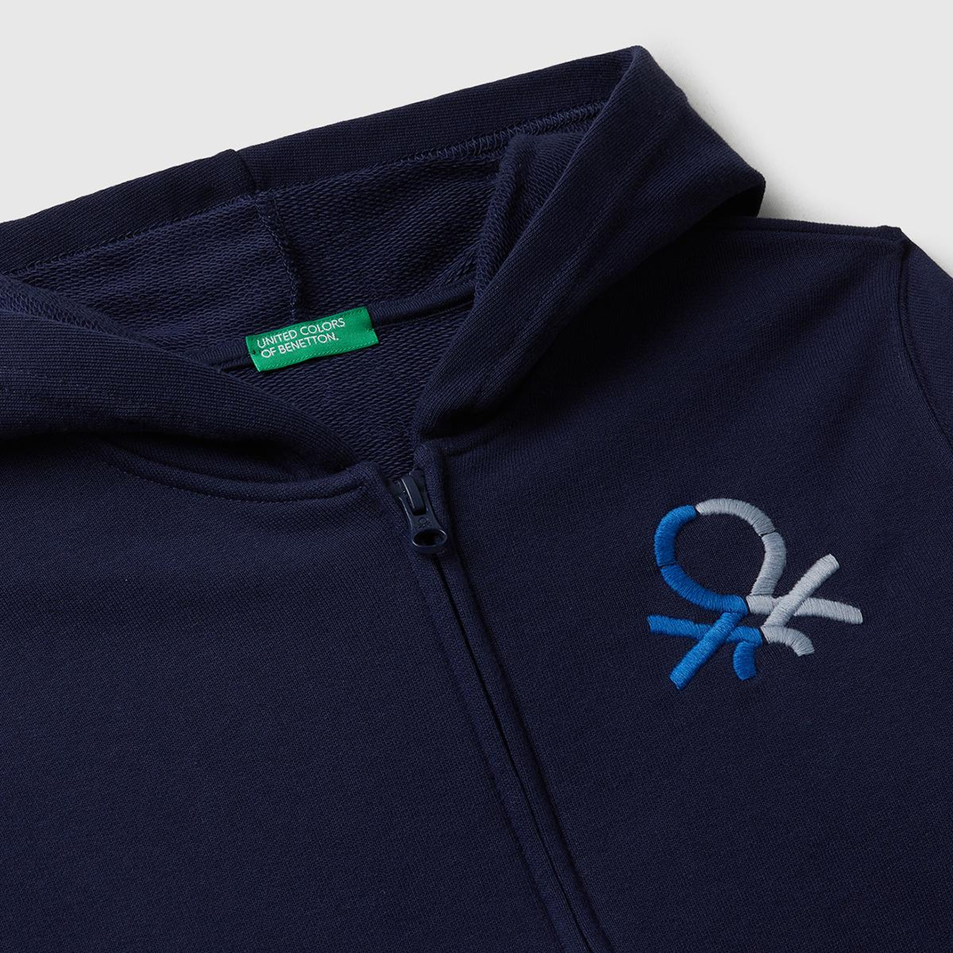 Erkek Çocuk Lacivert Önü Logo Detaylı Fermuarlı Kapüşonlu Sweatshirt