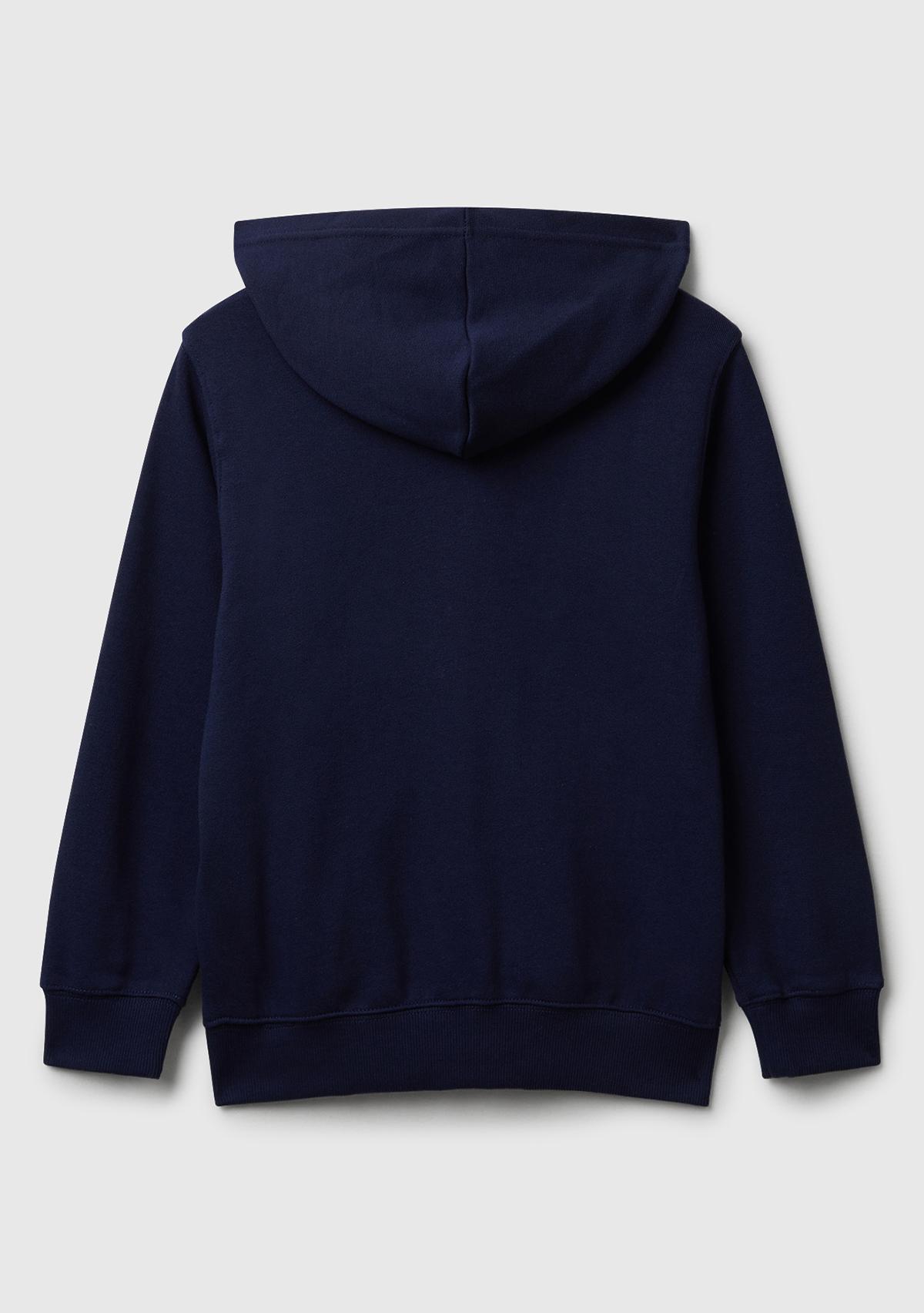 Erkek Çocuk Lacivert Önü Logo Detaylı Fermuarlı Kapüşonlu Sweatshirt