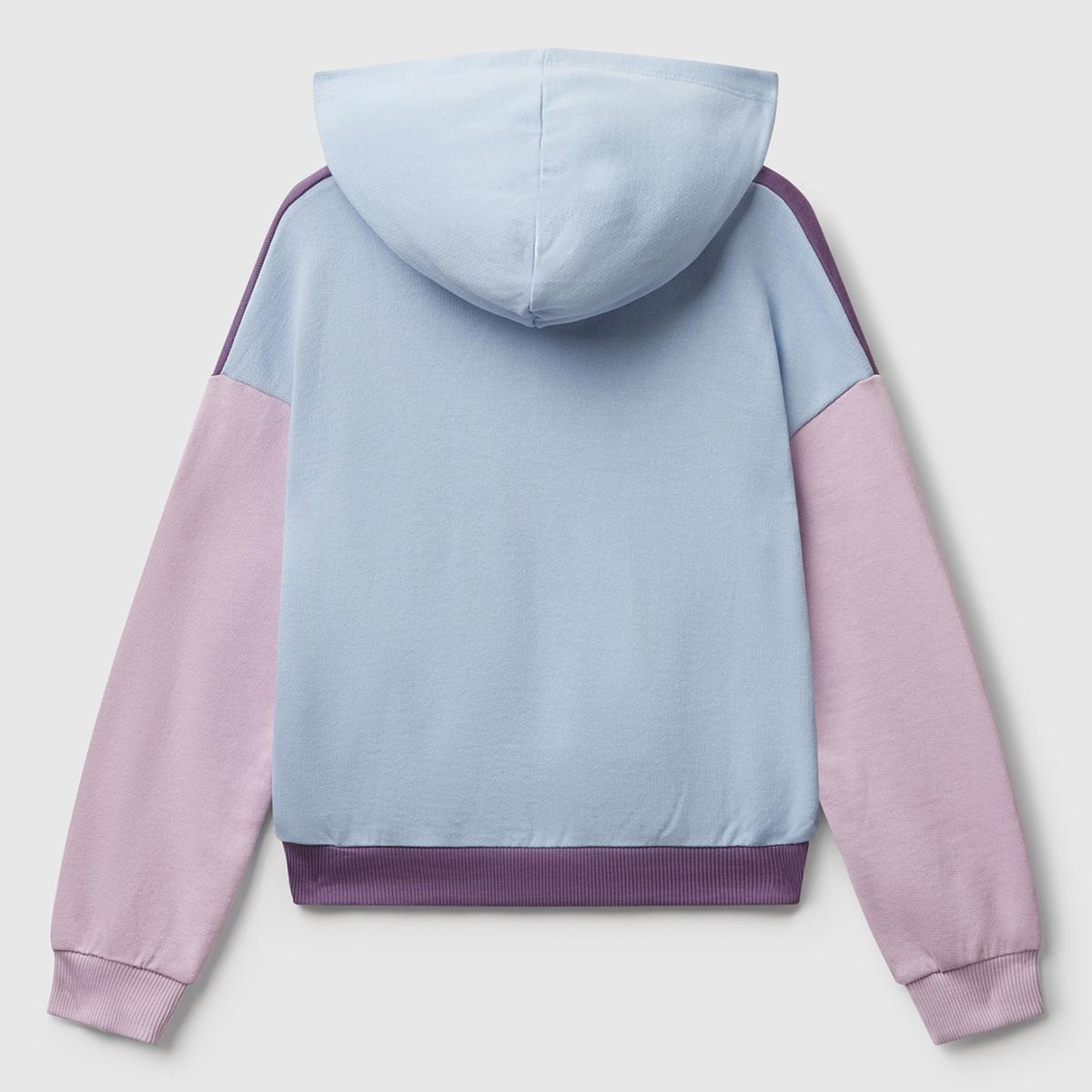 Kız Çocuk Mor-Mavi Önü Logo Baskılı Ribanalı Kapüşonlu Sweatshirt