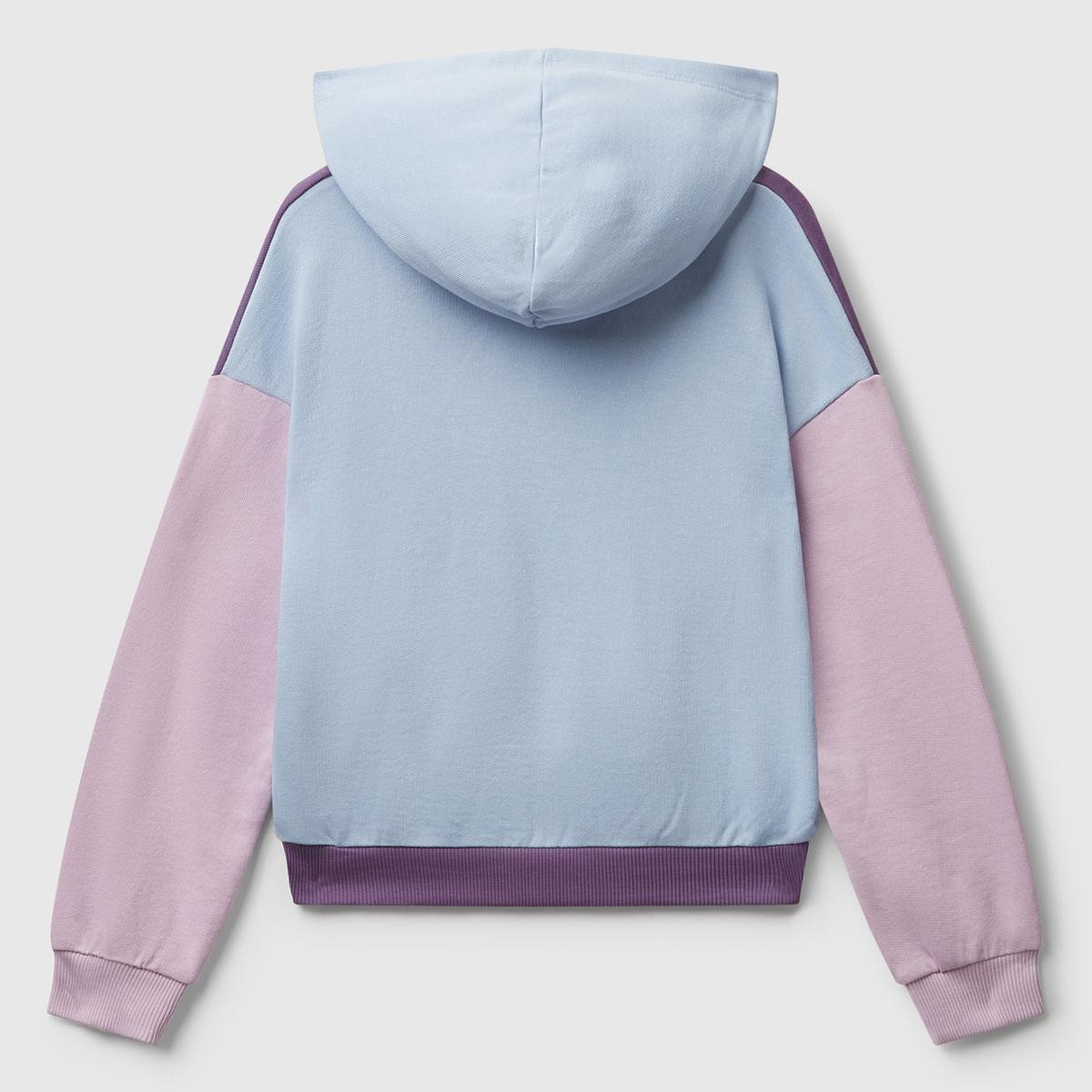 Kız Çocuk Mor-Mavi Önü Logo Baskılı Ribanalı Kapüşonlu Sweatshirt