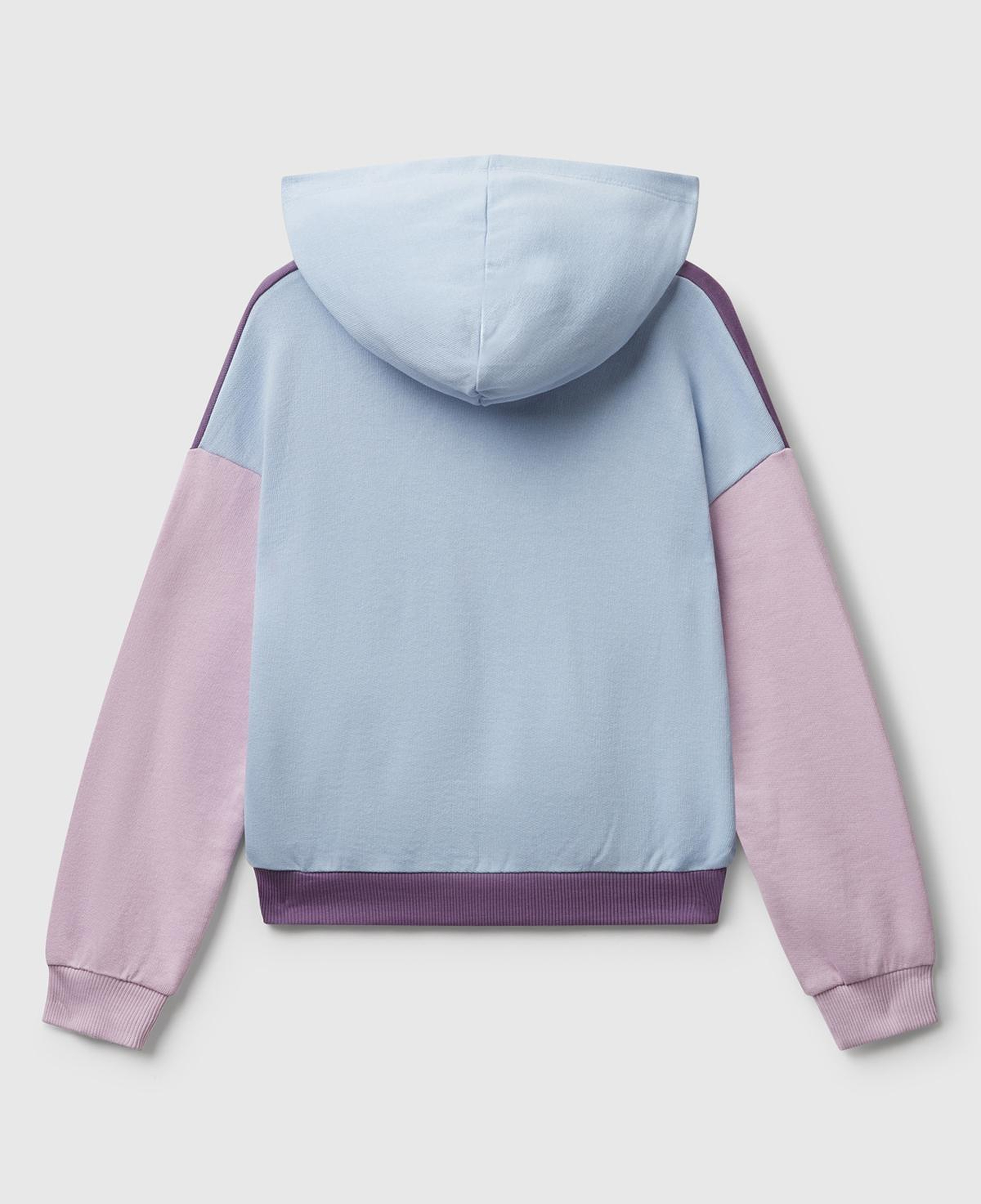 Kız Çocuk Mor-Mavi Önü Logo Baskılı Ribanalı Kapüşonlu Sweatshirt