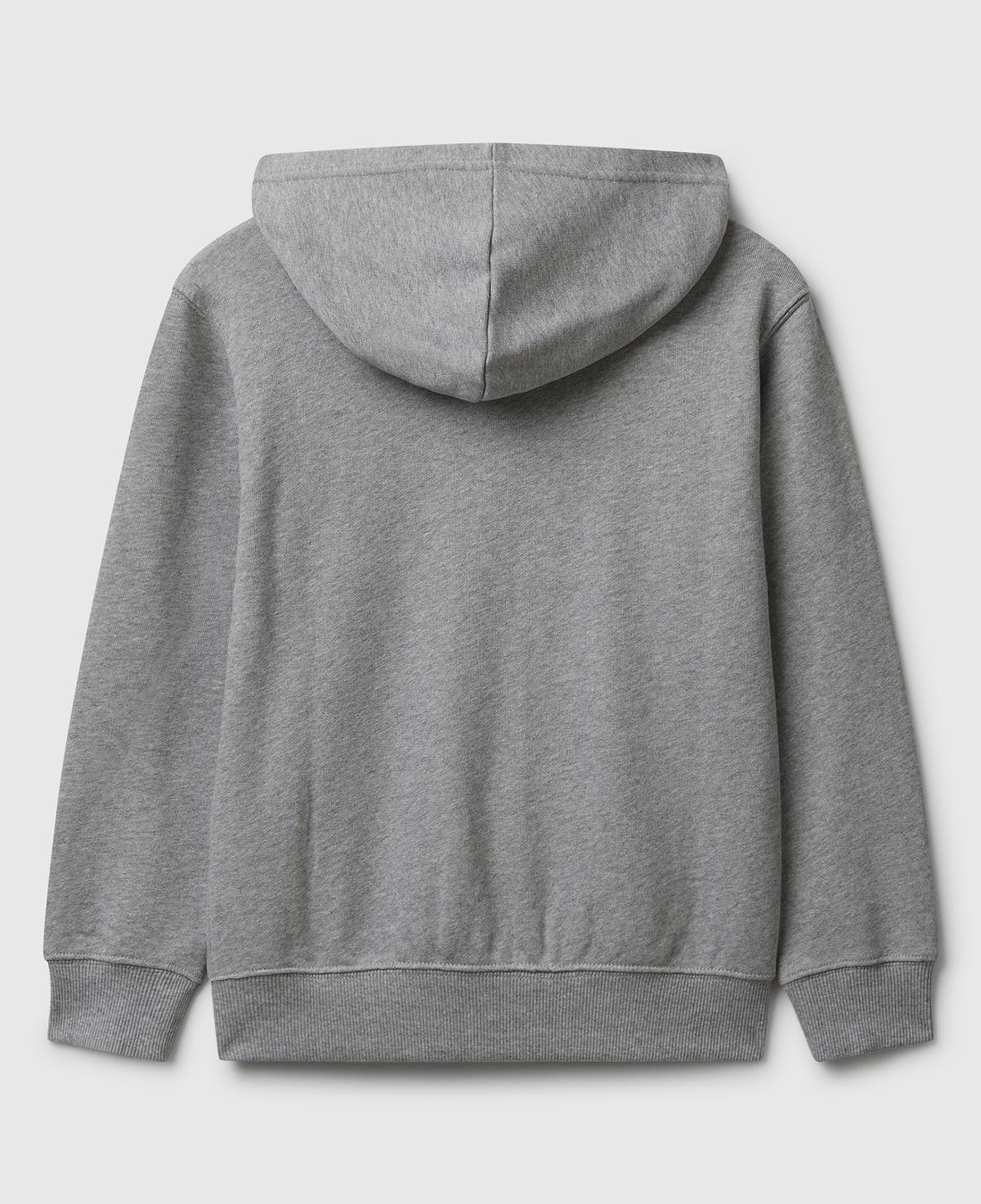 Erkek Çocuk Gri Melanj Önü Logo Detaylı Fermuarlı Kapüşonlu Sweatshirt