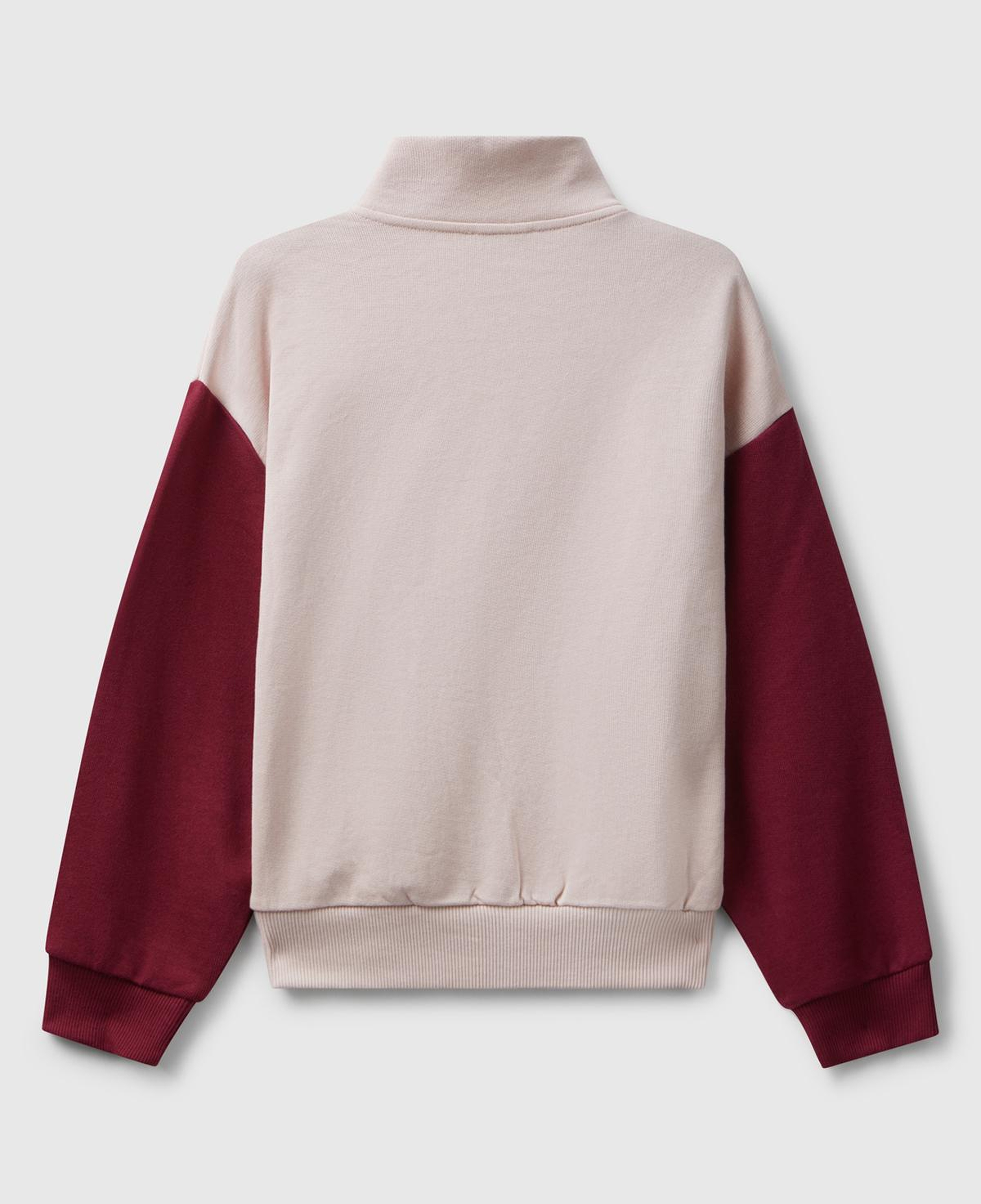 Kız Çocuk Pembe Mix Önü Logo Nakışlı Cepli Fermuarlı Dik Yaka Sweatshirt