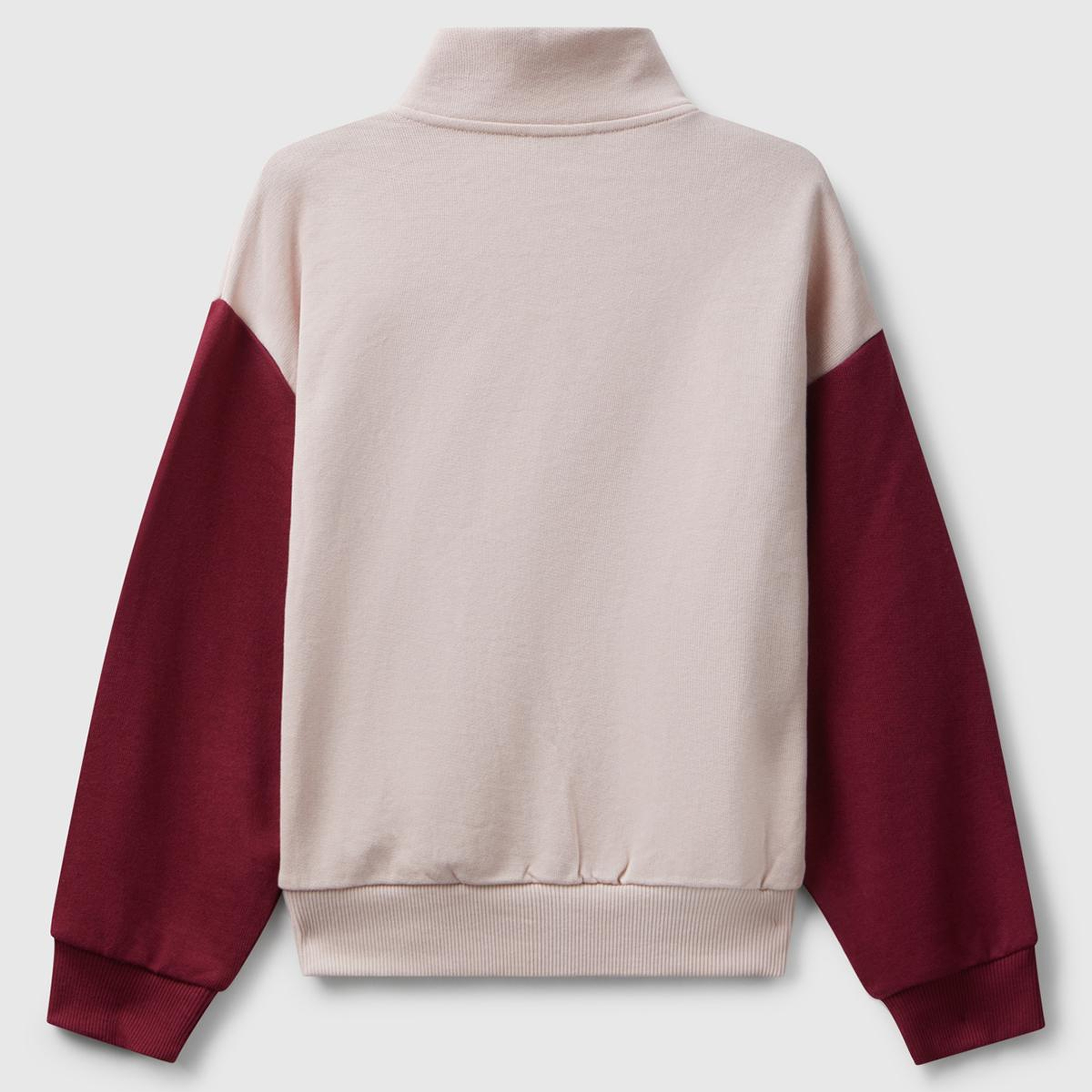 Kız Çocuk Pembe Mix Önü Logo Nakışlı Cepli Fermuarlı Dik Yaka Sweatshirt