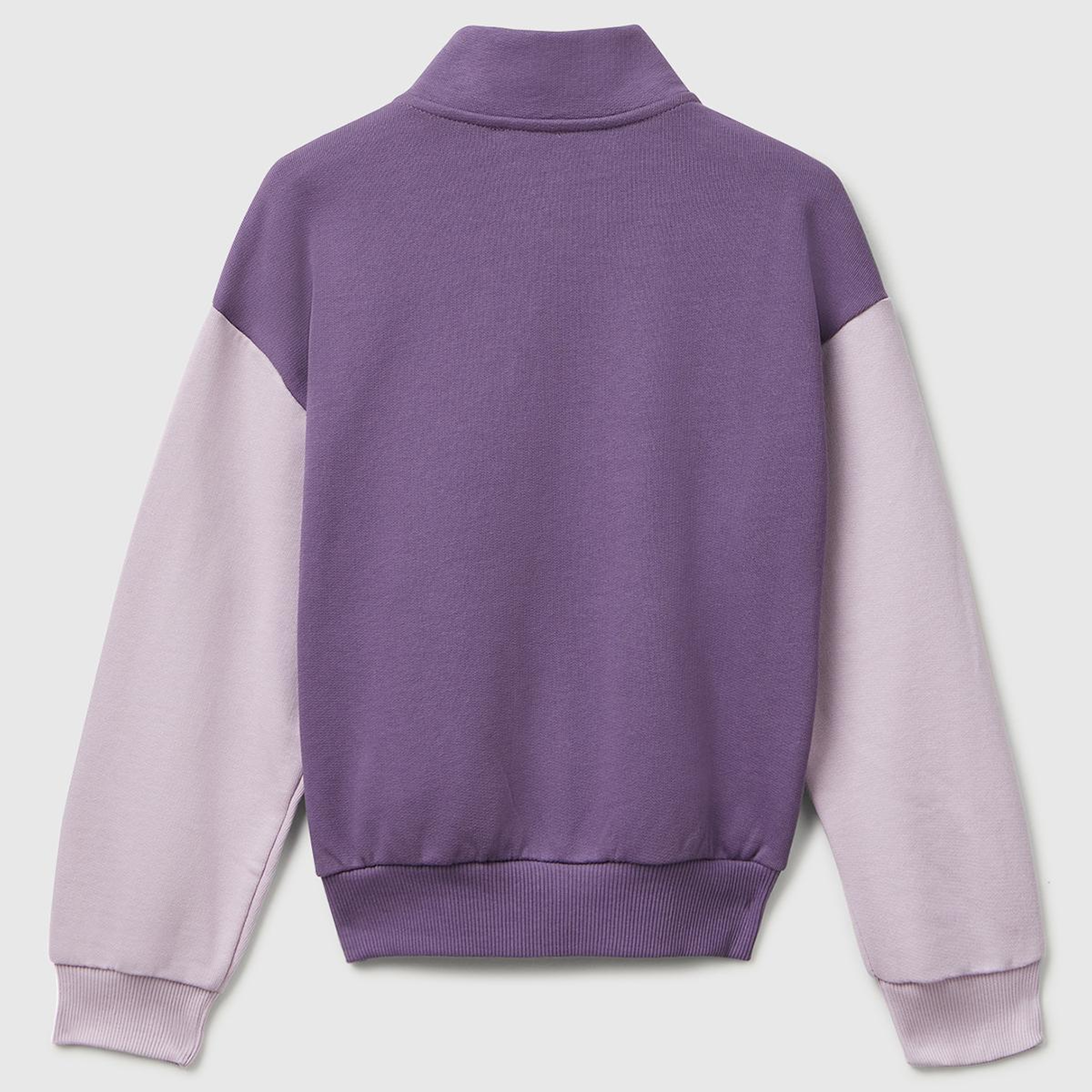 Kız Çocuk Mor Mix Önü Logo Nakışlı Cepli Fermuarlı Dik Yaka Sweatshirt