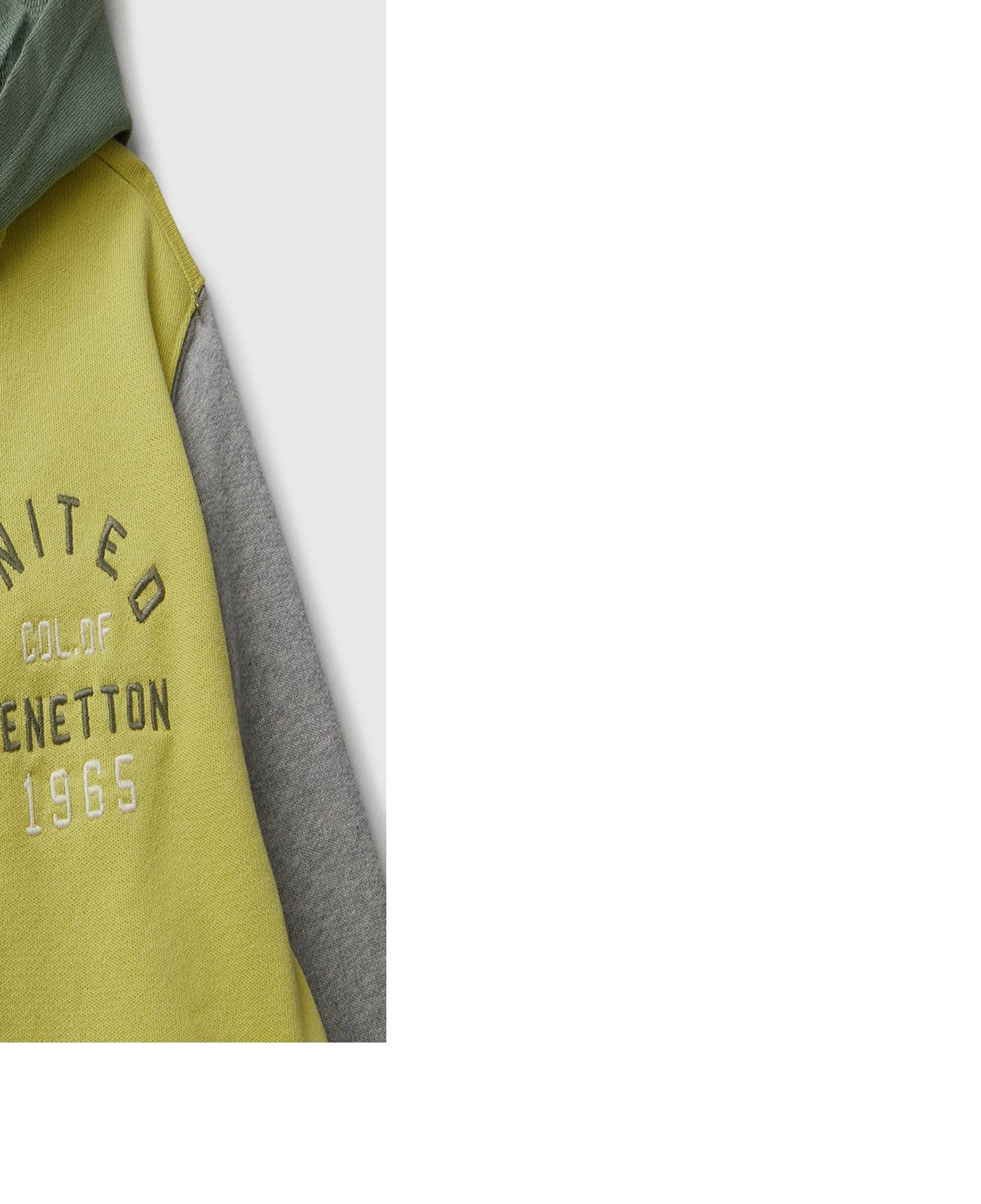 Erkek Çocuk Sarı-Gri Önü Logo Detaylı Fermuarlı Kapüşonlu Sweatshirt