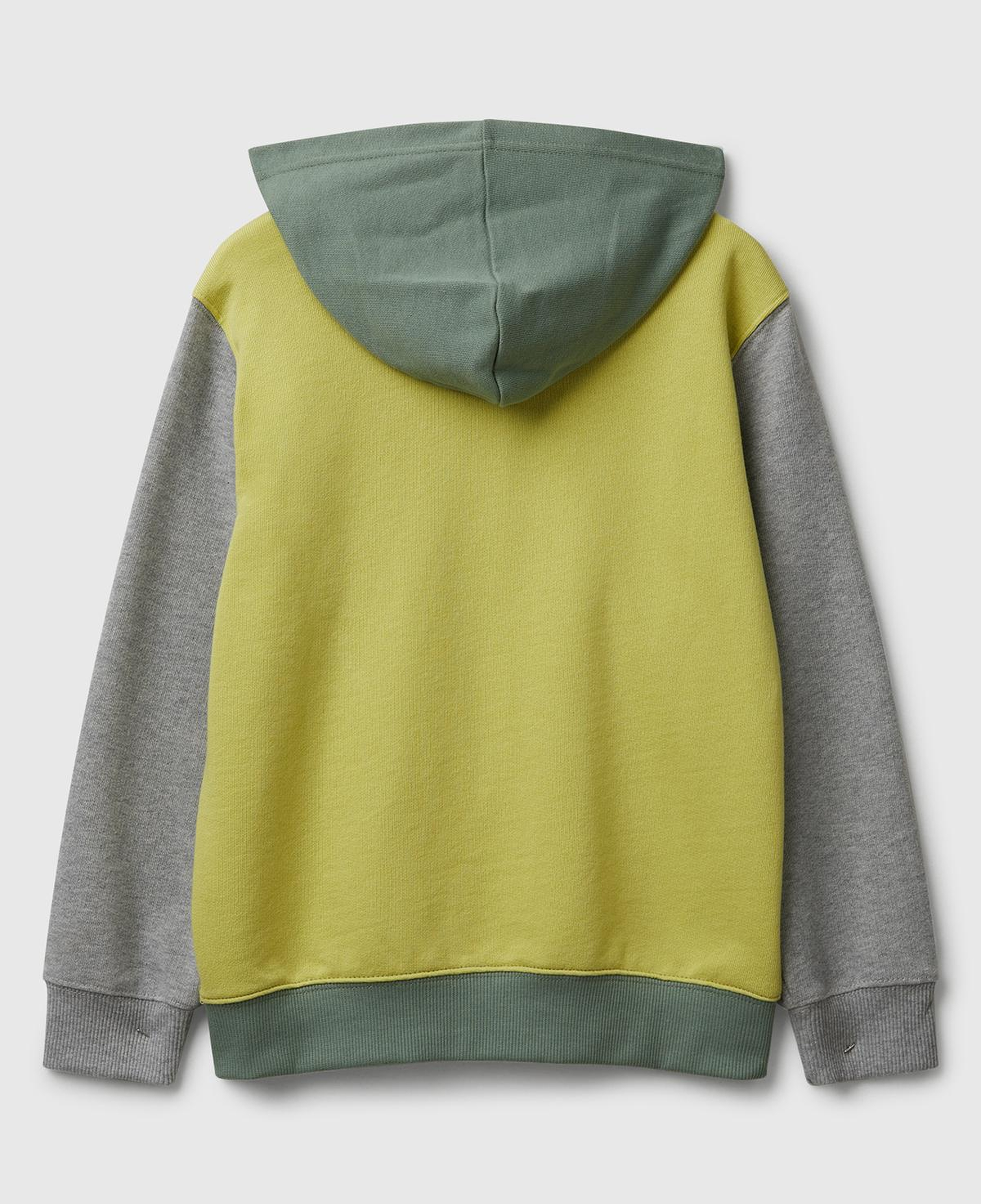 Erkek Çocuk Sarı-Gri Önü Logo Detaylı Fermuarlı Kapüşonlu Sweatshirt
