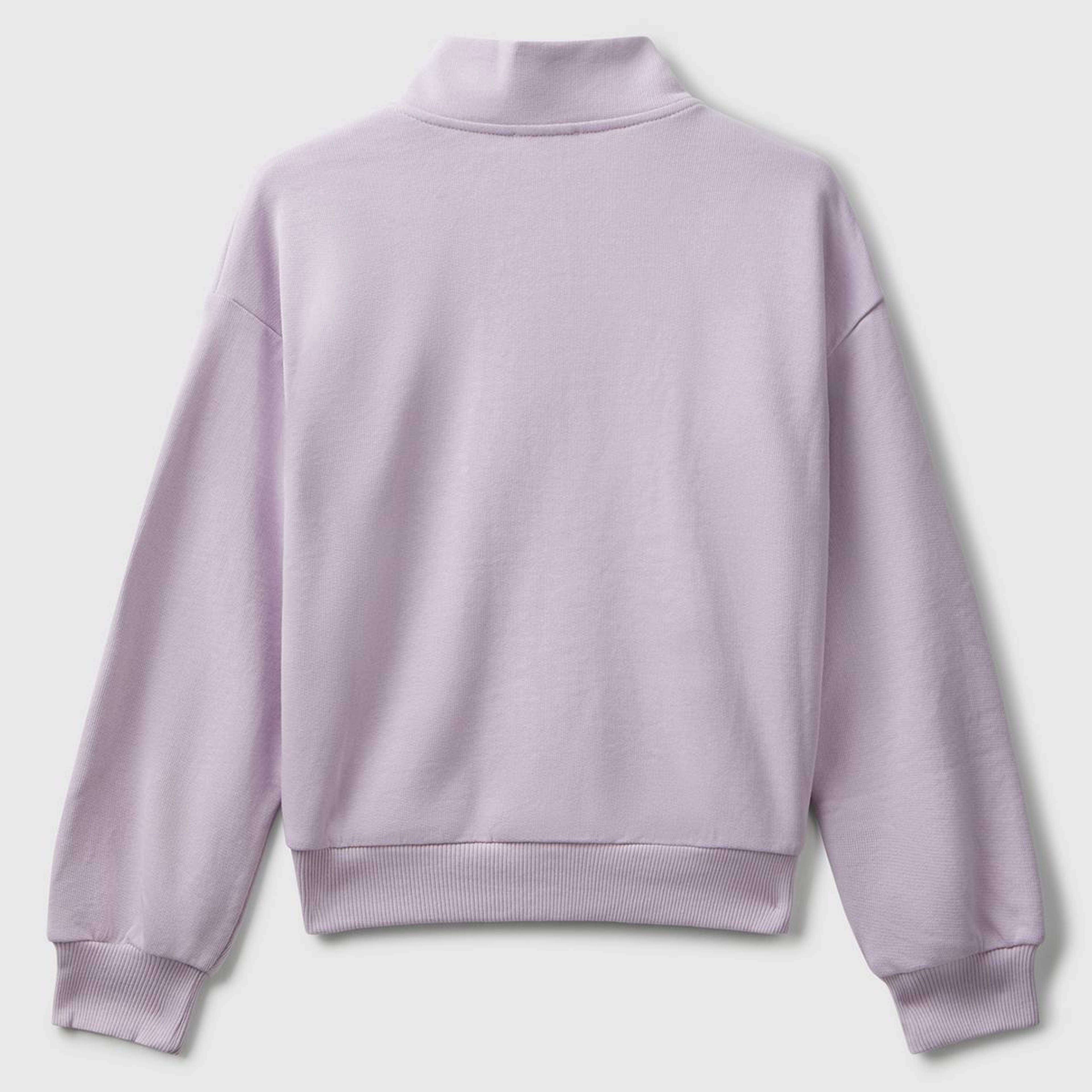 Kız Çocuk Lila Önü Logo Nakışlı Cepli Fermuarlı Dik Yaka Sweatshirt