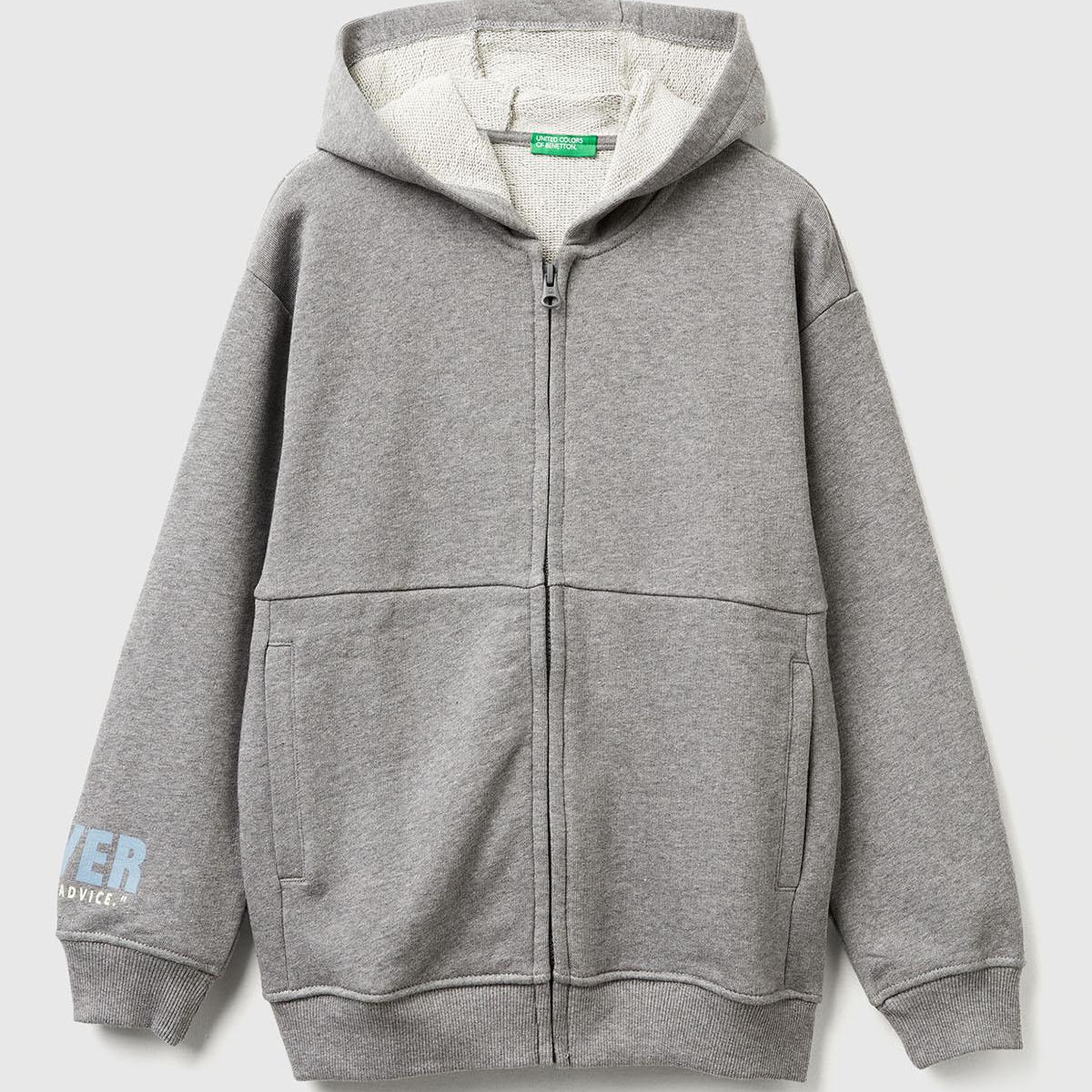 Erkek Çocuk Antrasit Melanj Baskılı Önü Fermuarlı Kapüşonlu Oversize Sweatshirt
