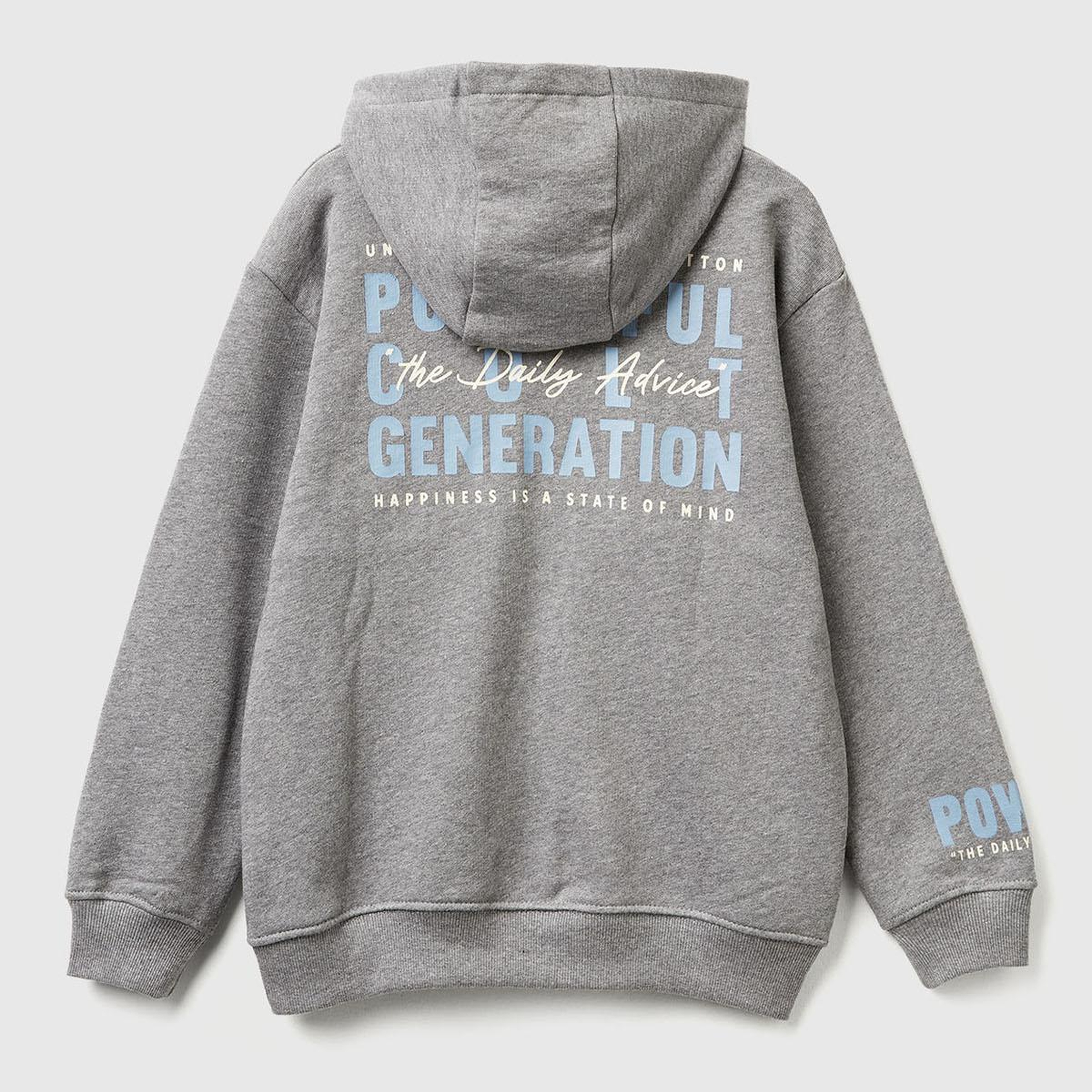 Erkek Çocuk Antrasit Melanj Baskılı Önü Fermuarlı Kapüşonlu Oversize Sweatshirt
