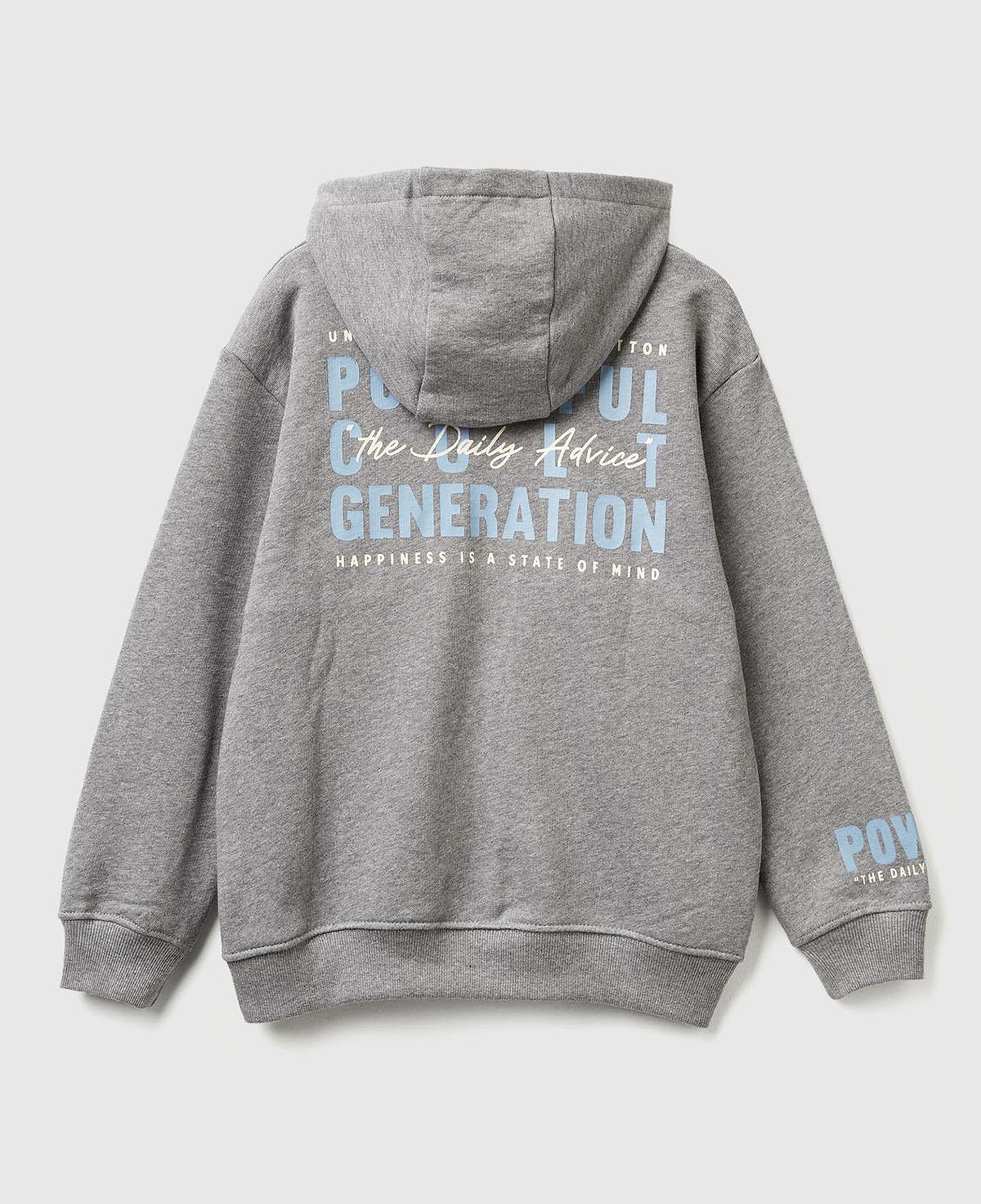 Erkek Çocuk Antrasit Melanj Baskılı Önü Fermuarlı Kapüşonlu Oversize Sweatshirt