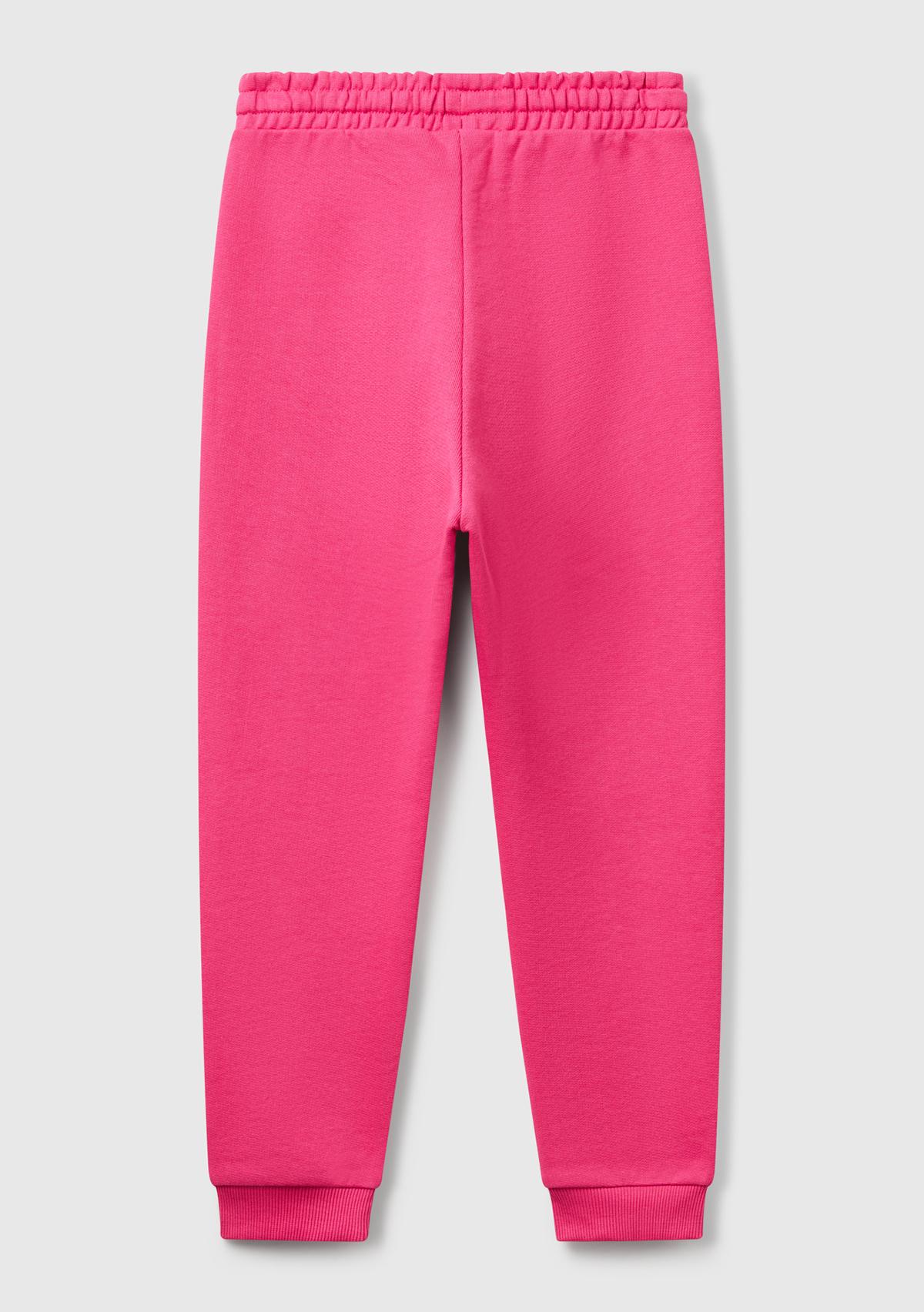 Kız Çocuk Pembe Benetton Logolu Eşofman Altı