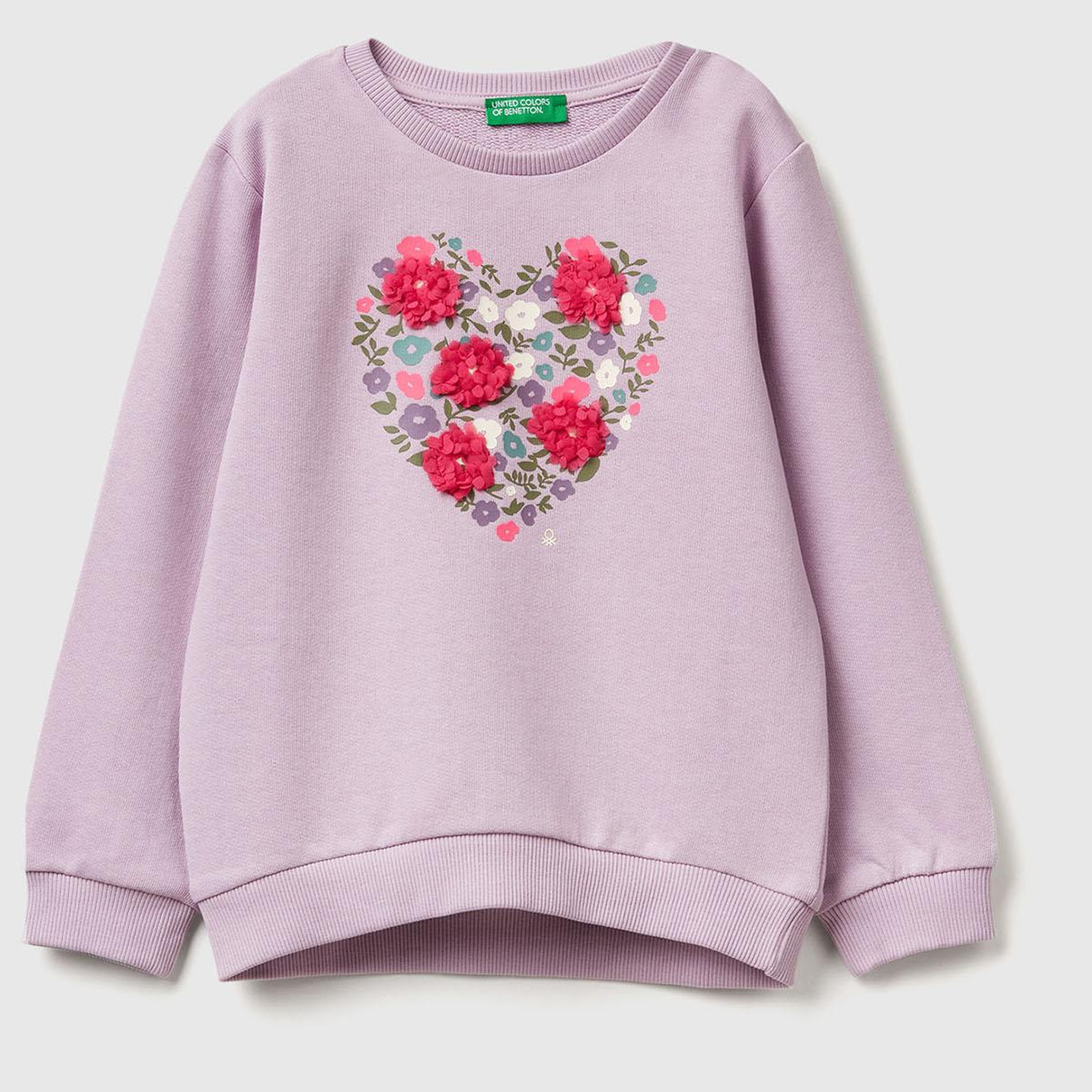 Kız Çocuk Lila Grafik Baskılı Ribanalı Regular Fit Sweatshirt