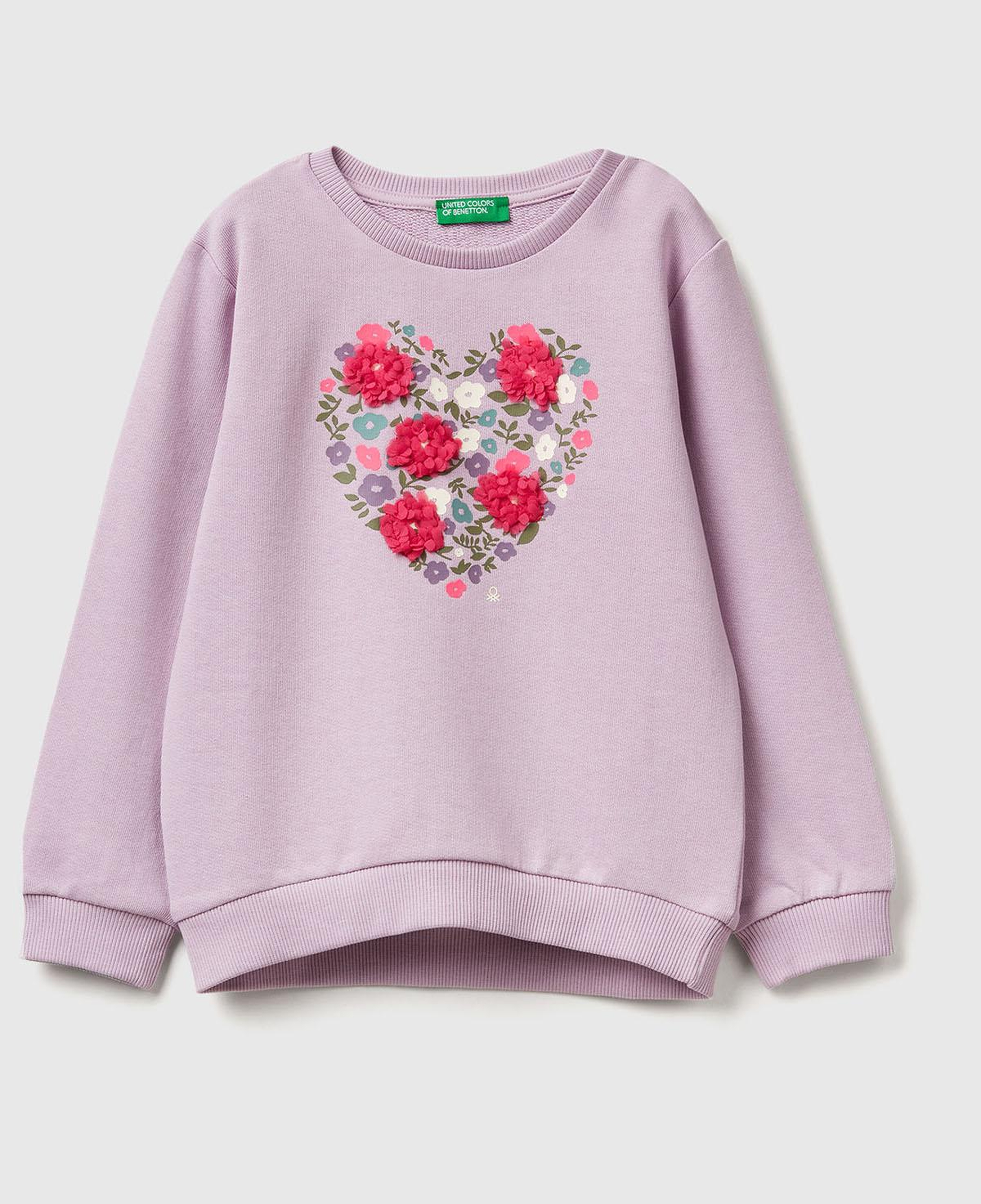 Kız Çocuk Lila Grafik Baskılı Ribanalı Regular Fit Sweatshirt
