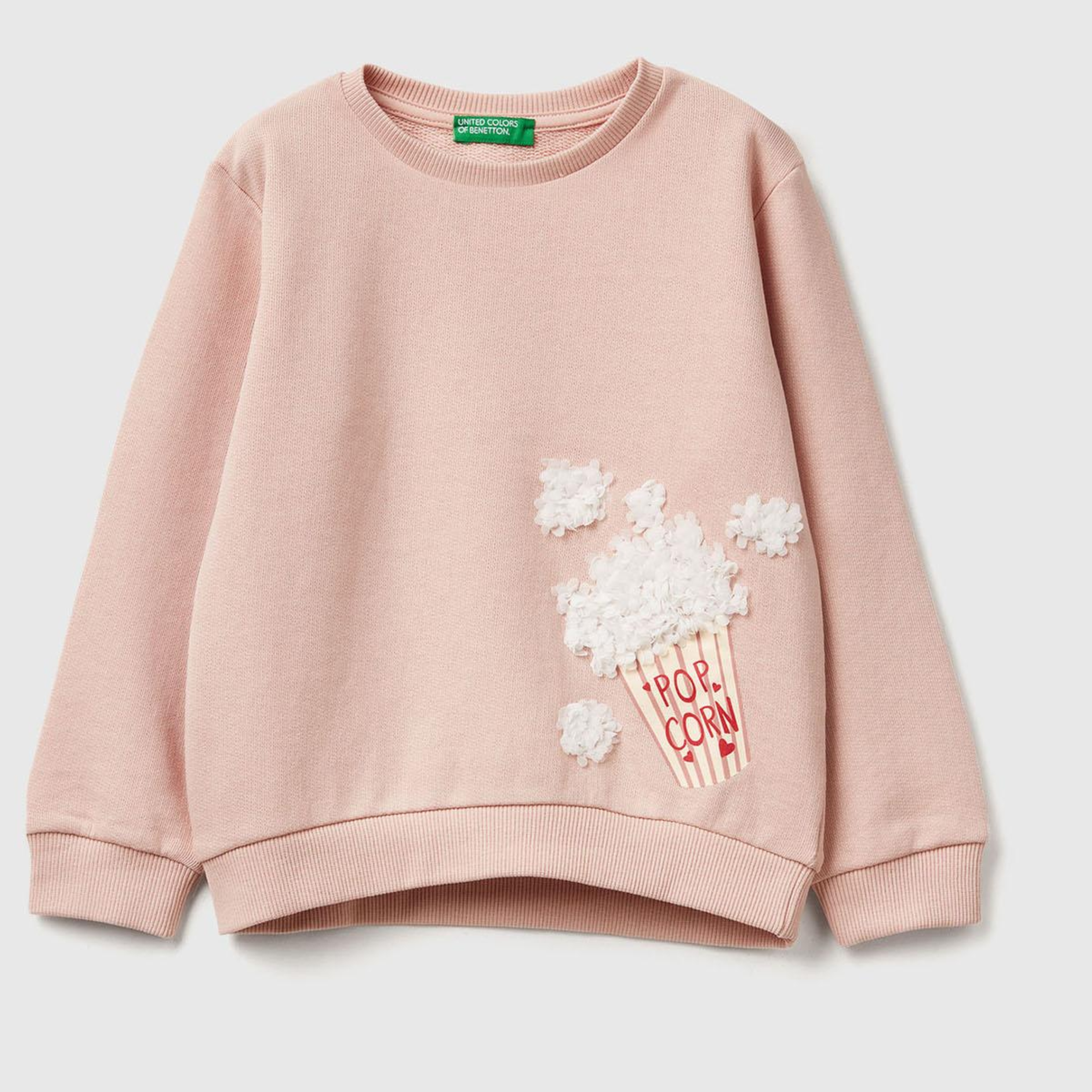 Kız Çocuk Toz Pembe Grafik Baskılı Ribanalı Regular Fit Sweatshirt
