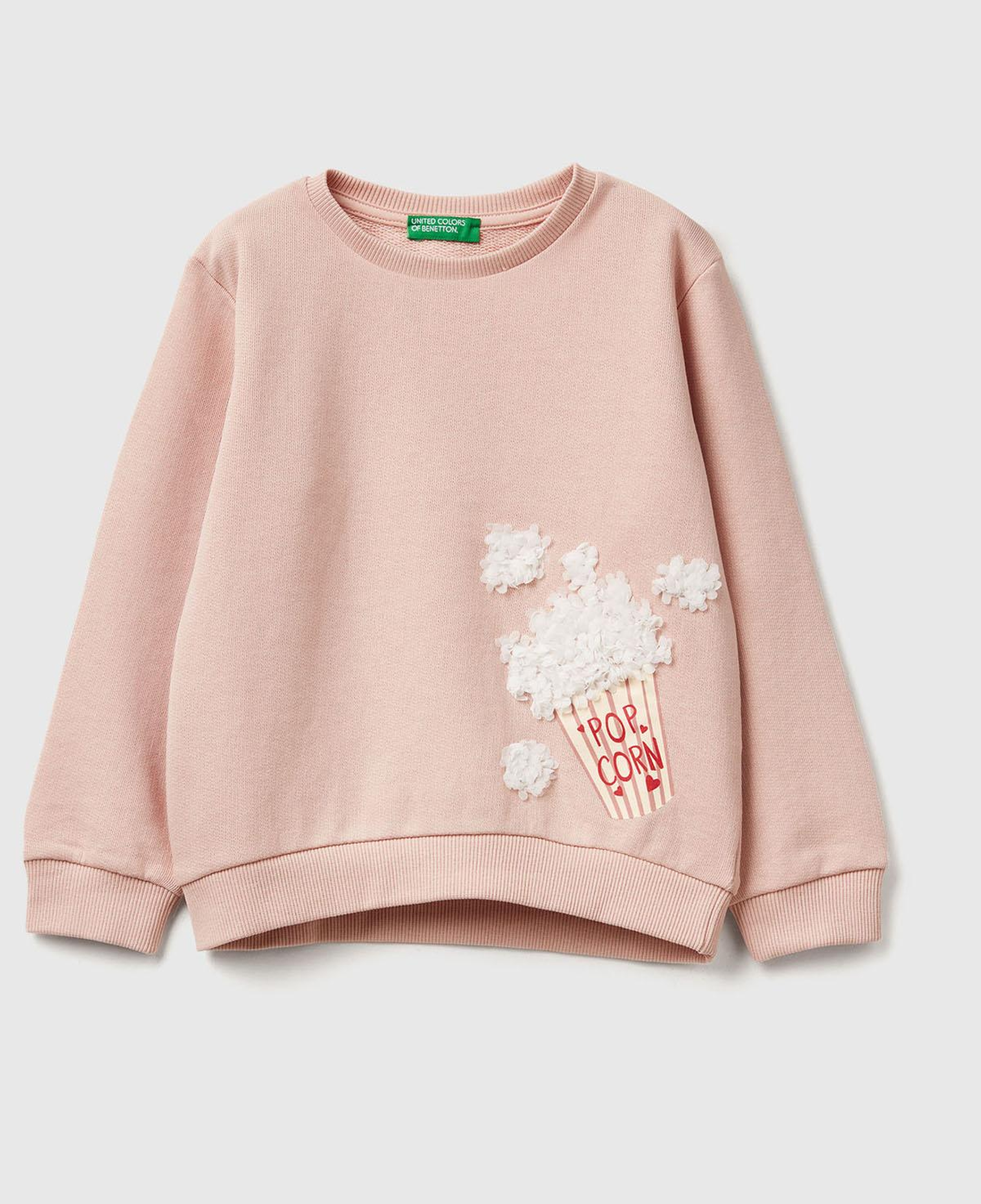 Kız Çocuk Toz Pembe Grafik Baskılı Ribanalı Regular Fit Sweatshirt