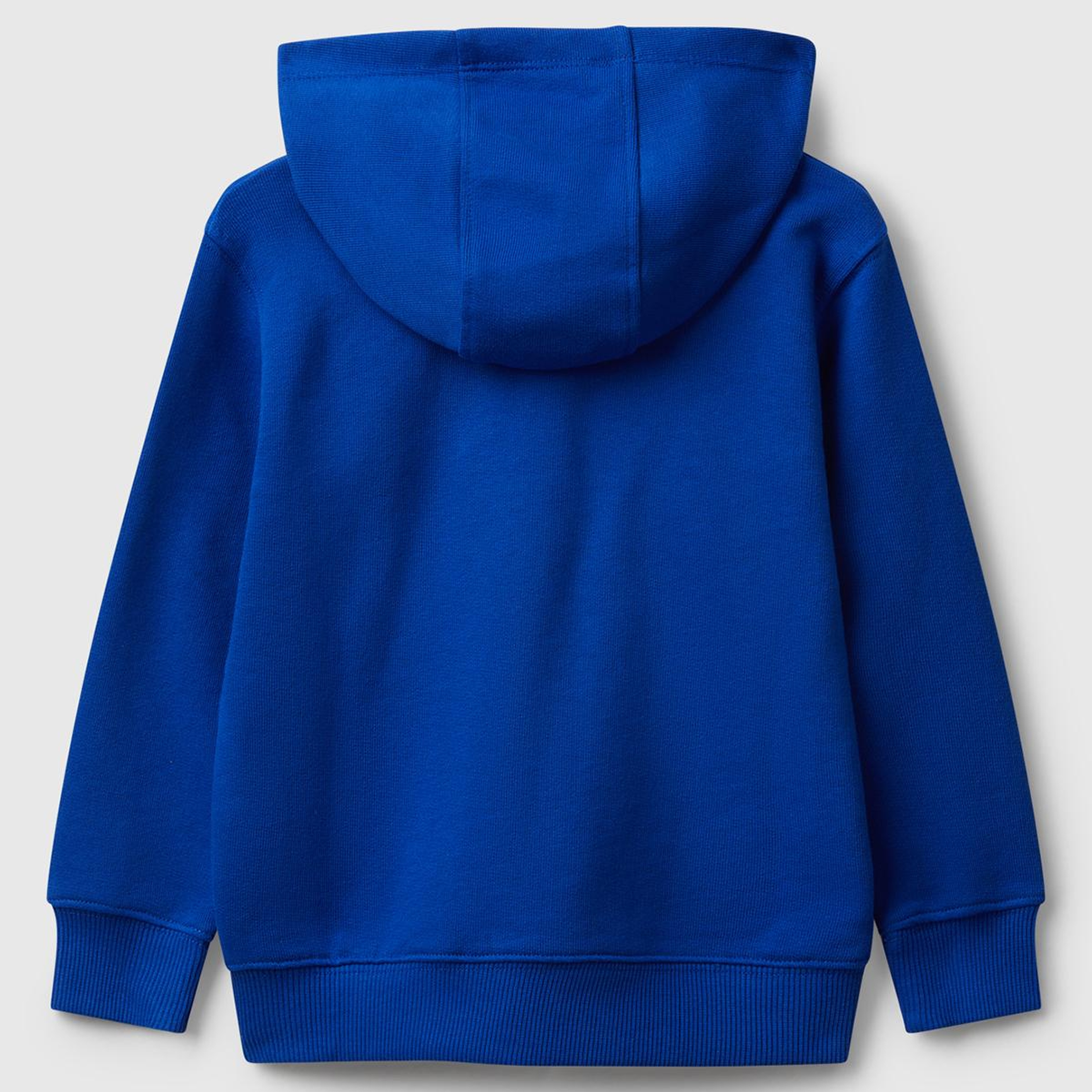 Erkek Çocuk Saks Mavisi Önü Logo Baskılı Fermuarlı Kapüşonlu Sweatshirt