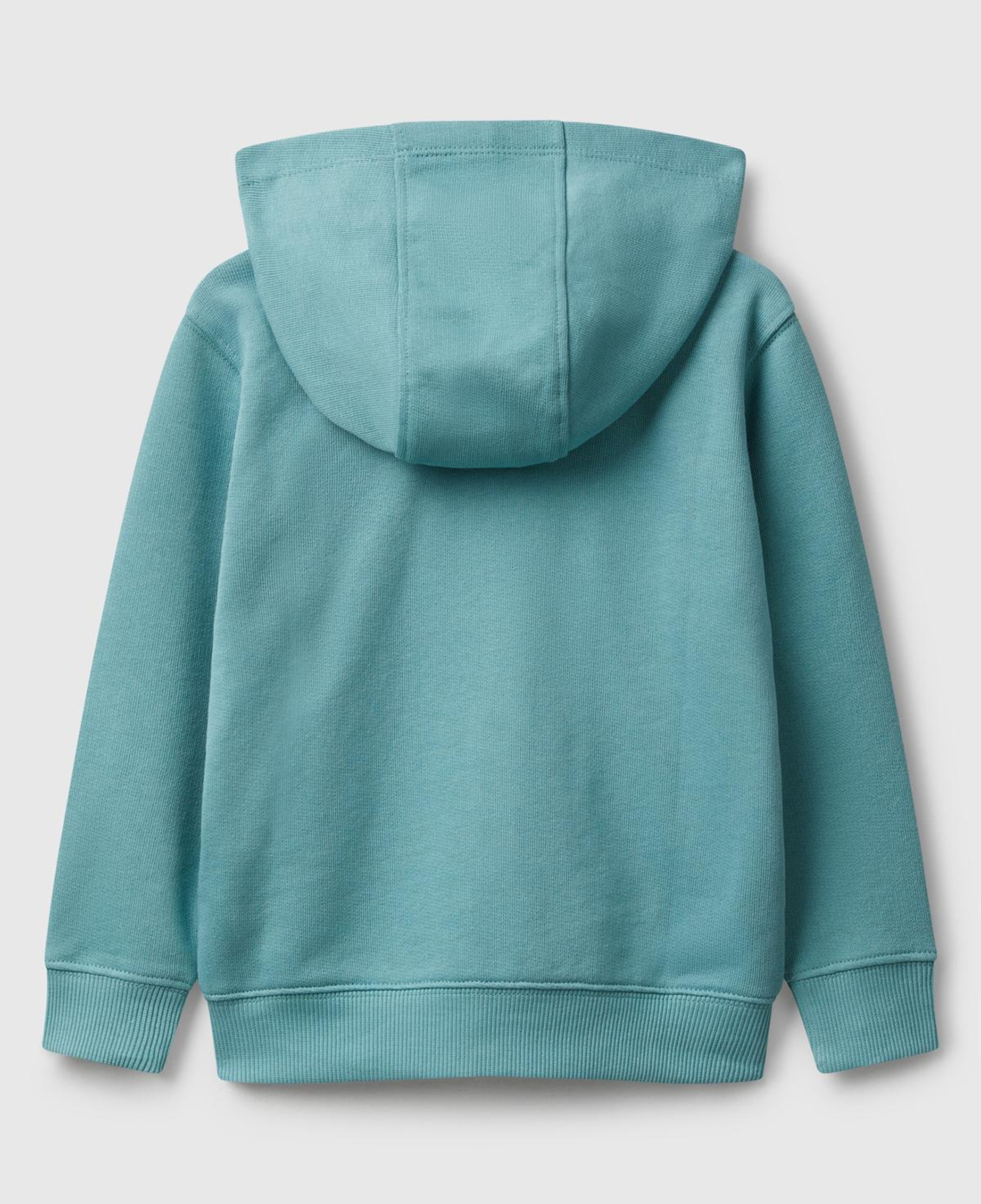 Erkek Çocuk Gri-Yeşil Önü Logo Baskılı Fermuarlı Kapüşonlu Sweatshirt