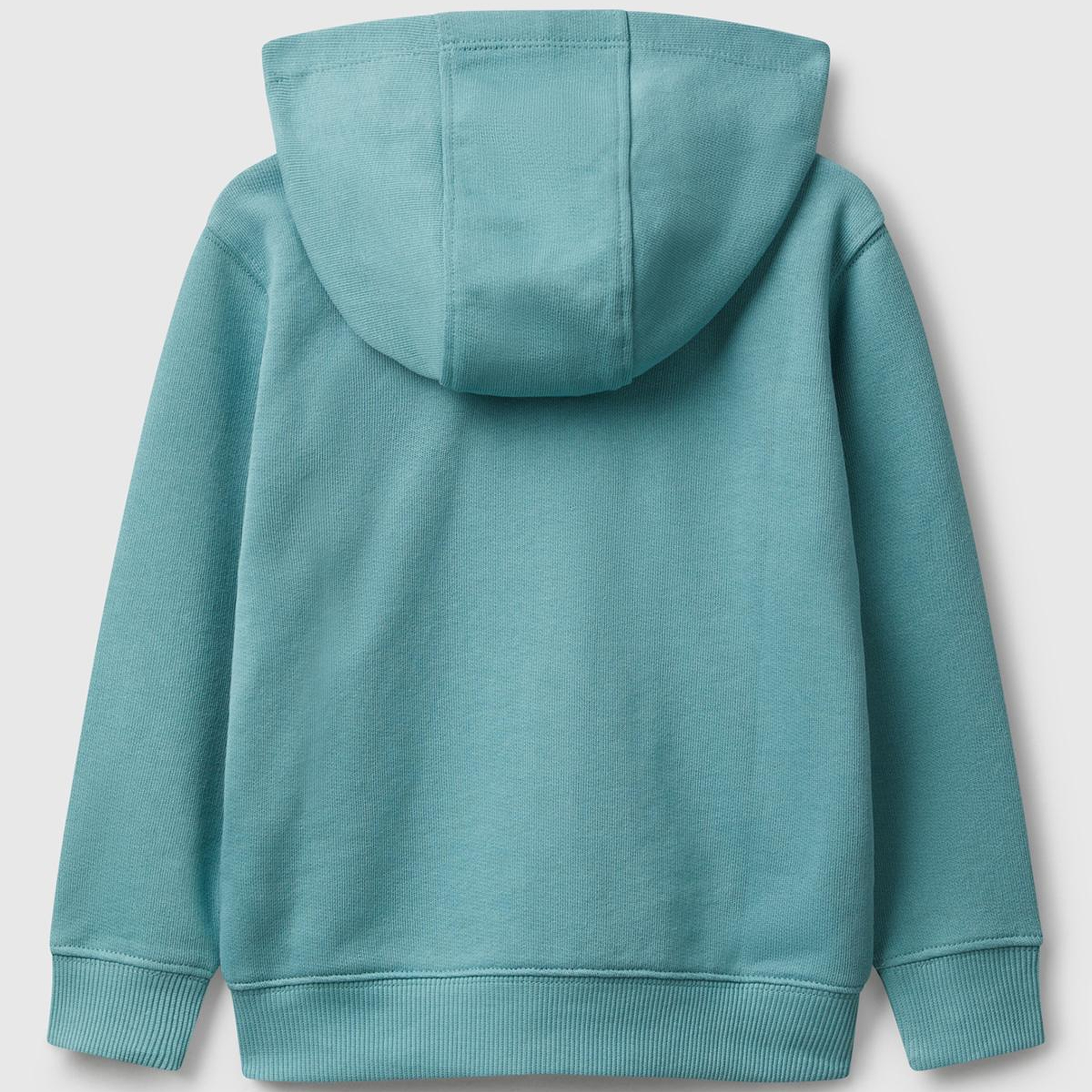 Erkek Çocuk Gri-Yeşil Önü Logo Baskılı Fermuarlı Kapüşonlu Sweatshirt