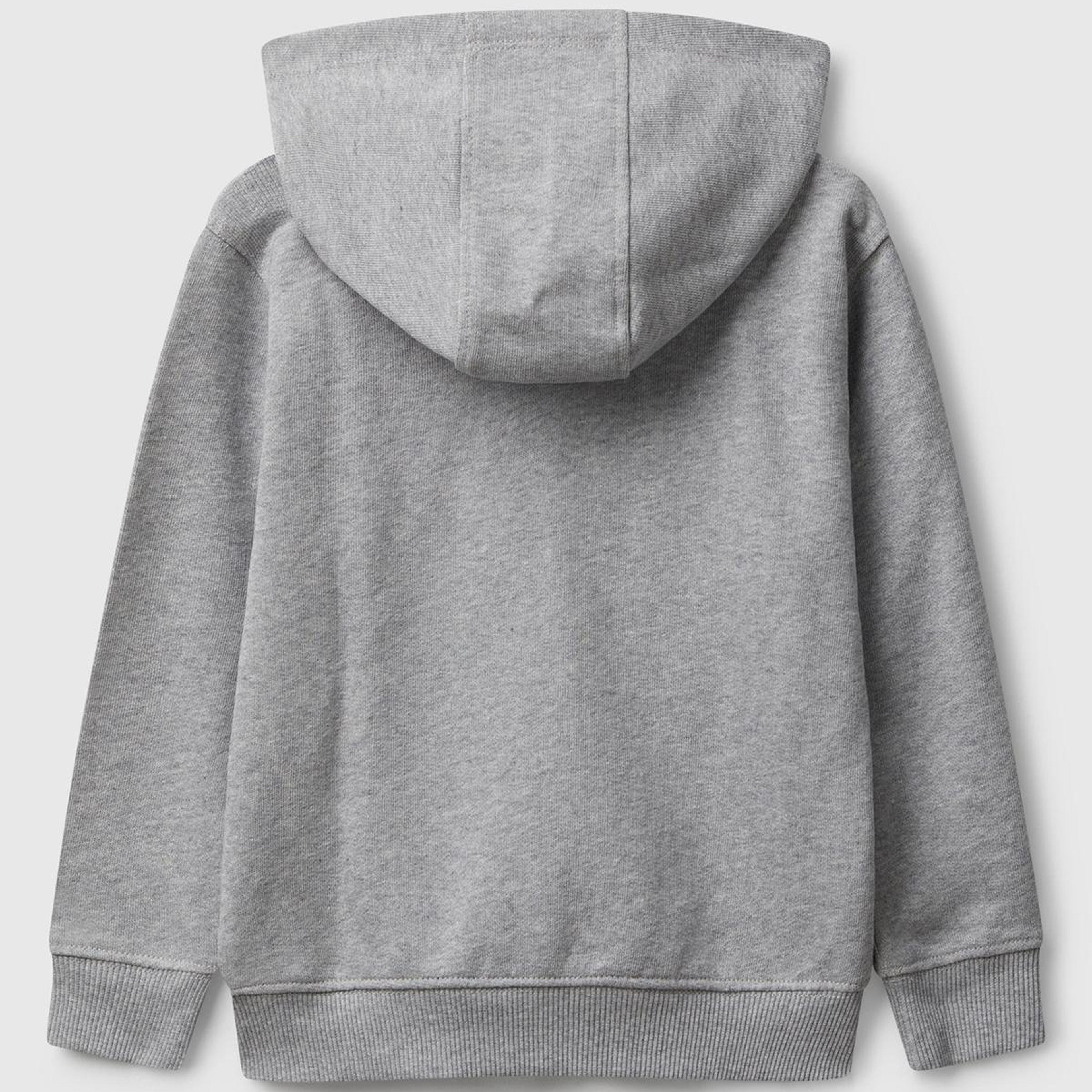 Erkek Çocuk Gri Melanj Önü Logo Baskılı Fermuarlı Kapüşonlu Sweatshirt