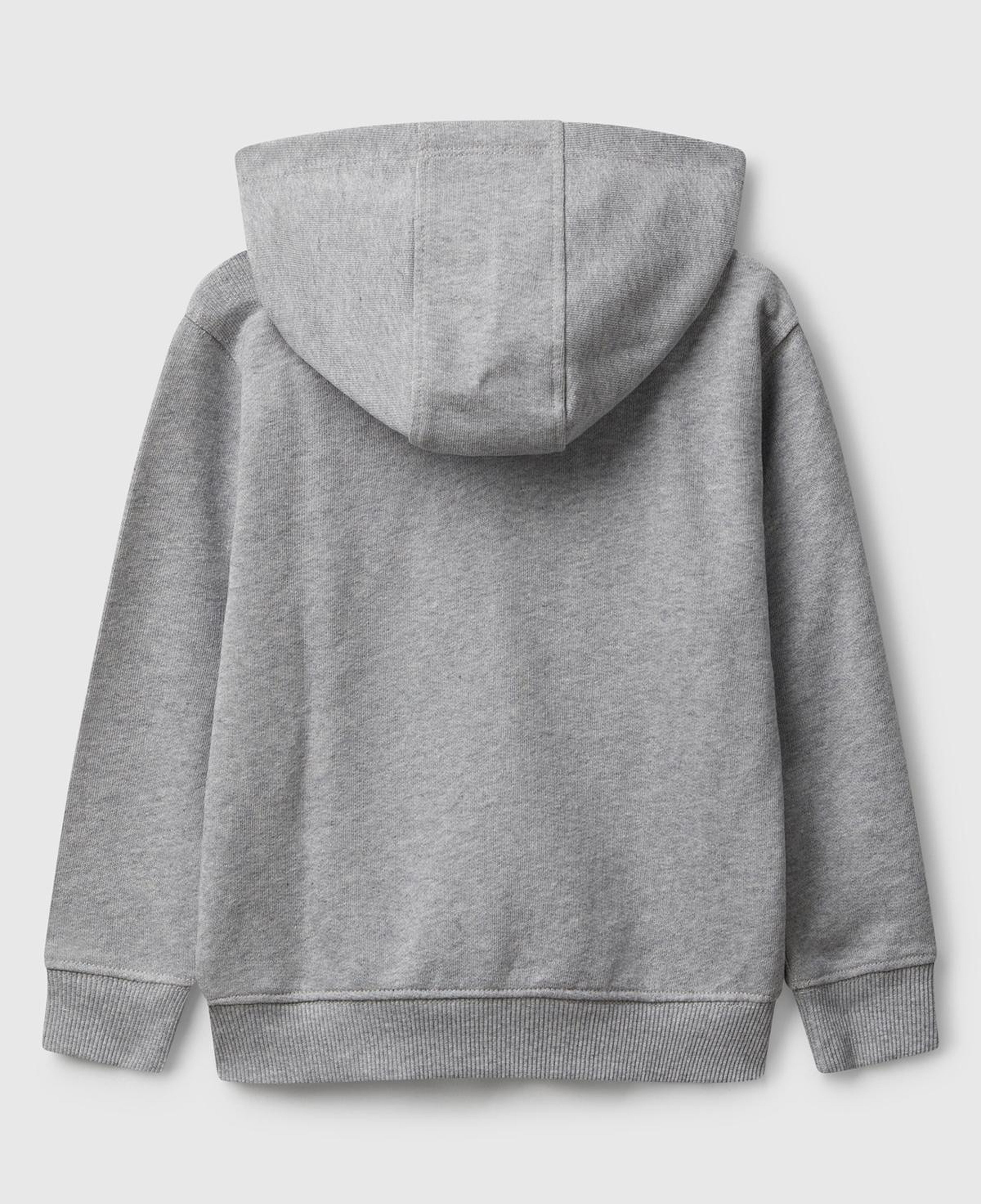 Erkek Çocuk Gri Melanj Önü Logo Baskılı Fermuarlı Kapüşonlu Sweatshirt