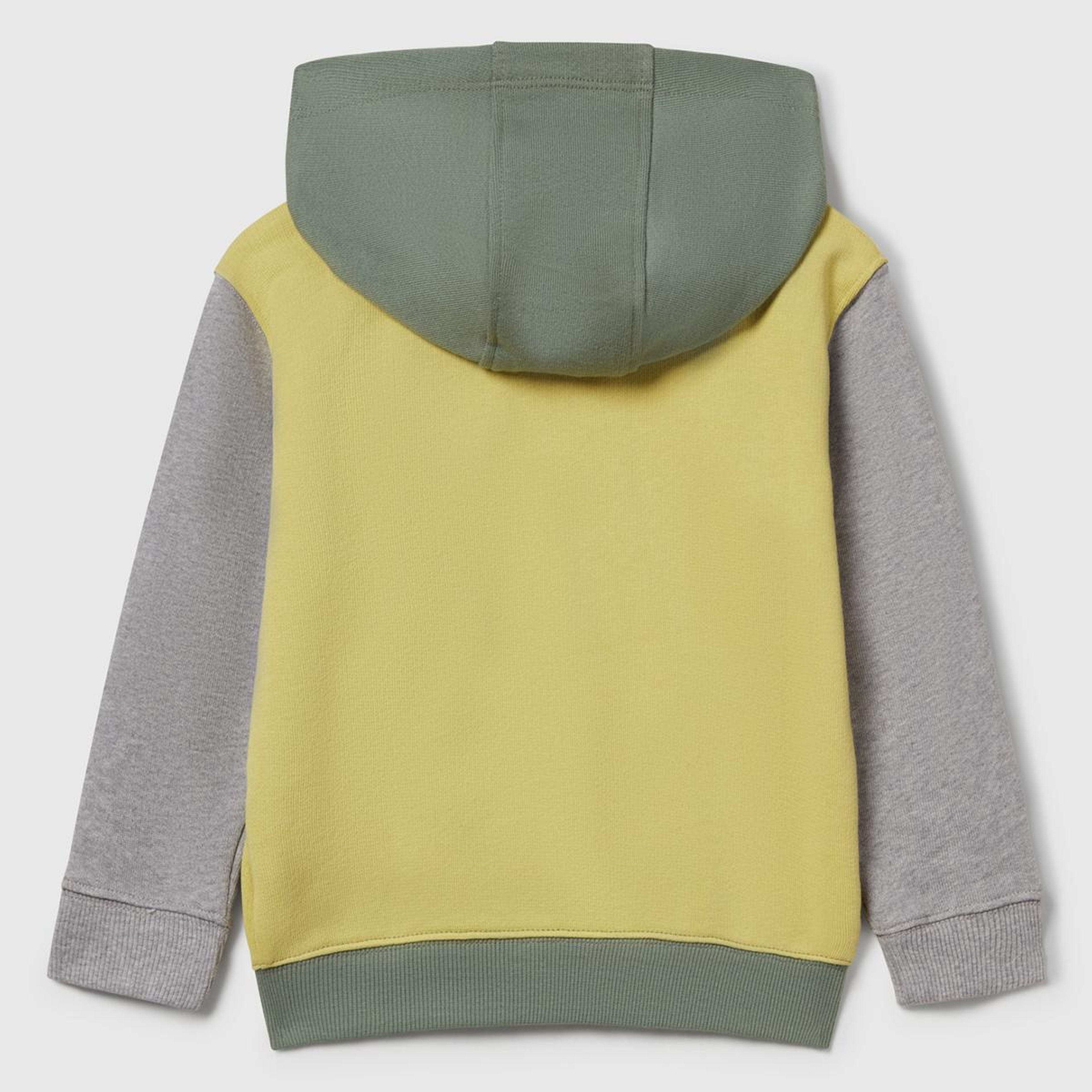 Erkek Çocuk Sarı-Gri Önü Logo Baskılı Fermuarlı Kapüşonlu Sweatshirt