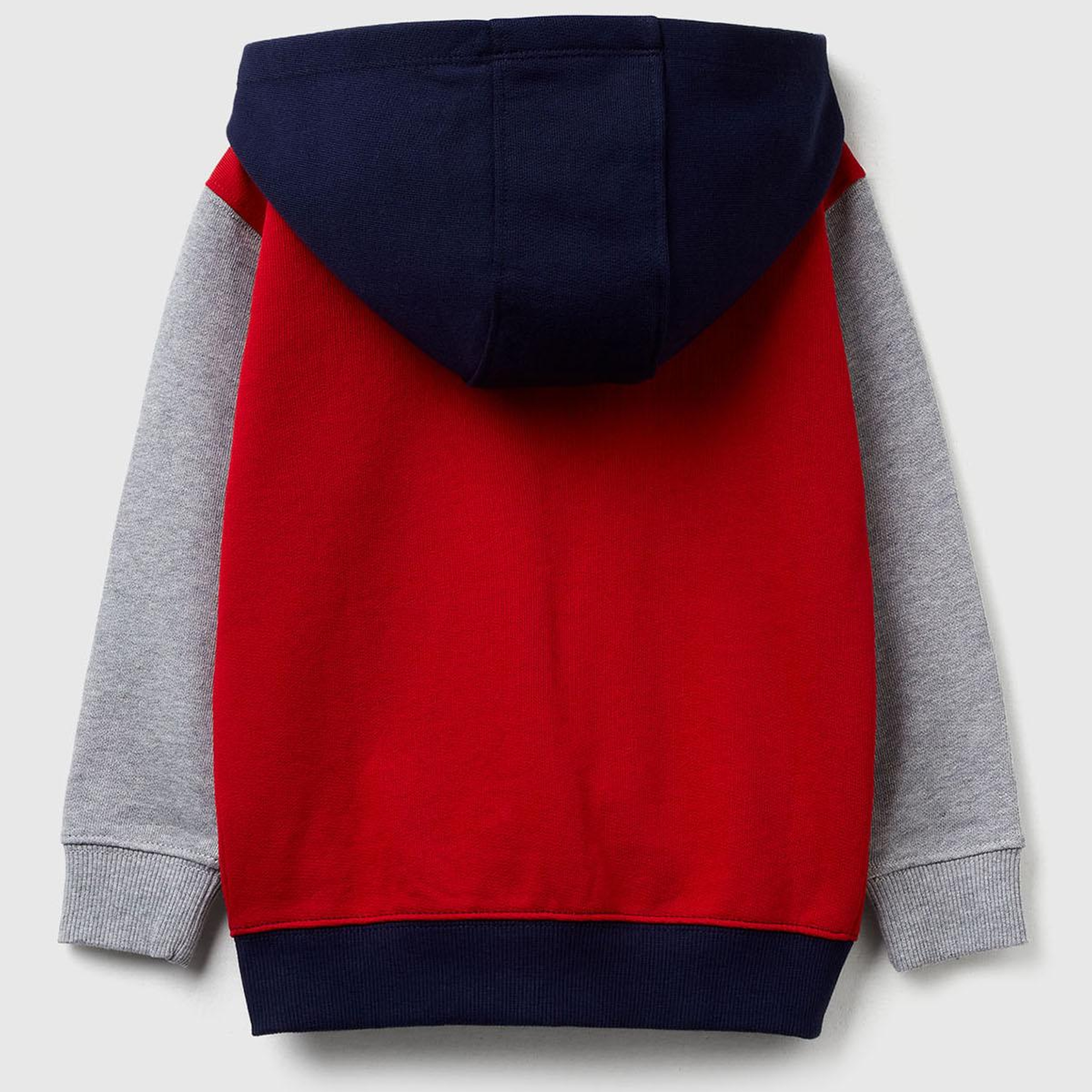 Erkek Çocuk Kırmızı-Gri Önü Logo Baskılı Fermuarlı Kapüşonlu Sweatshirt