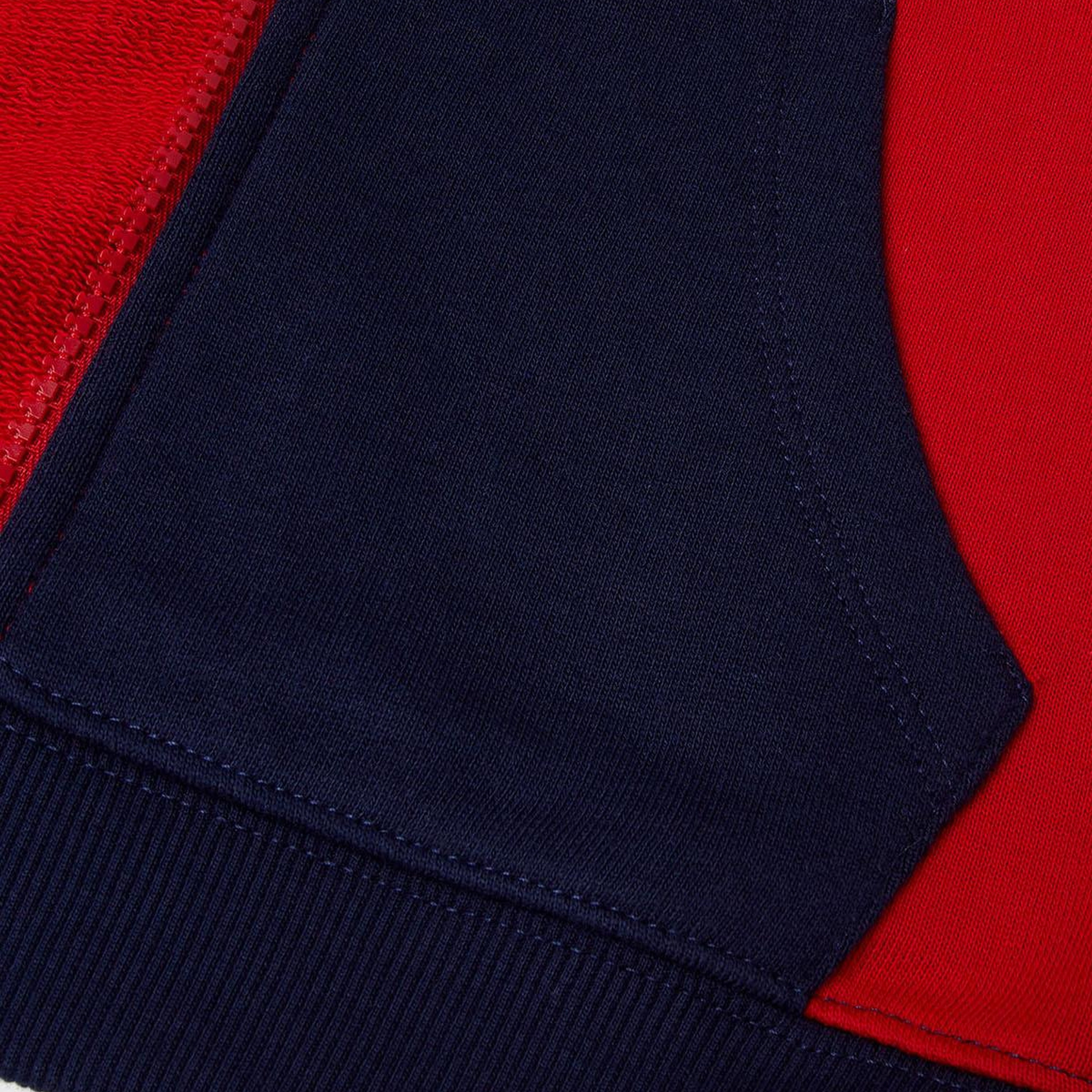 Erkek Çocuk Kırmızı-Gri Önü Logo Baskılı Fermuarlı Kapüşonlu Sweatshirt