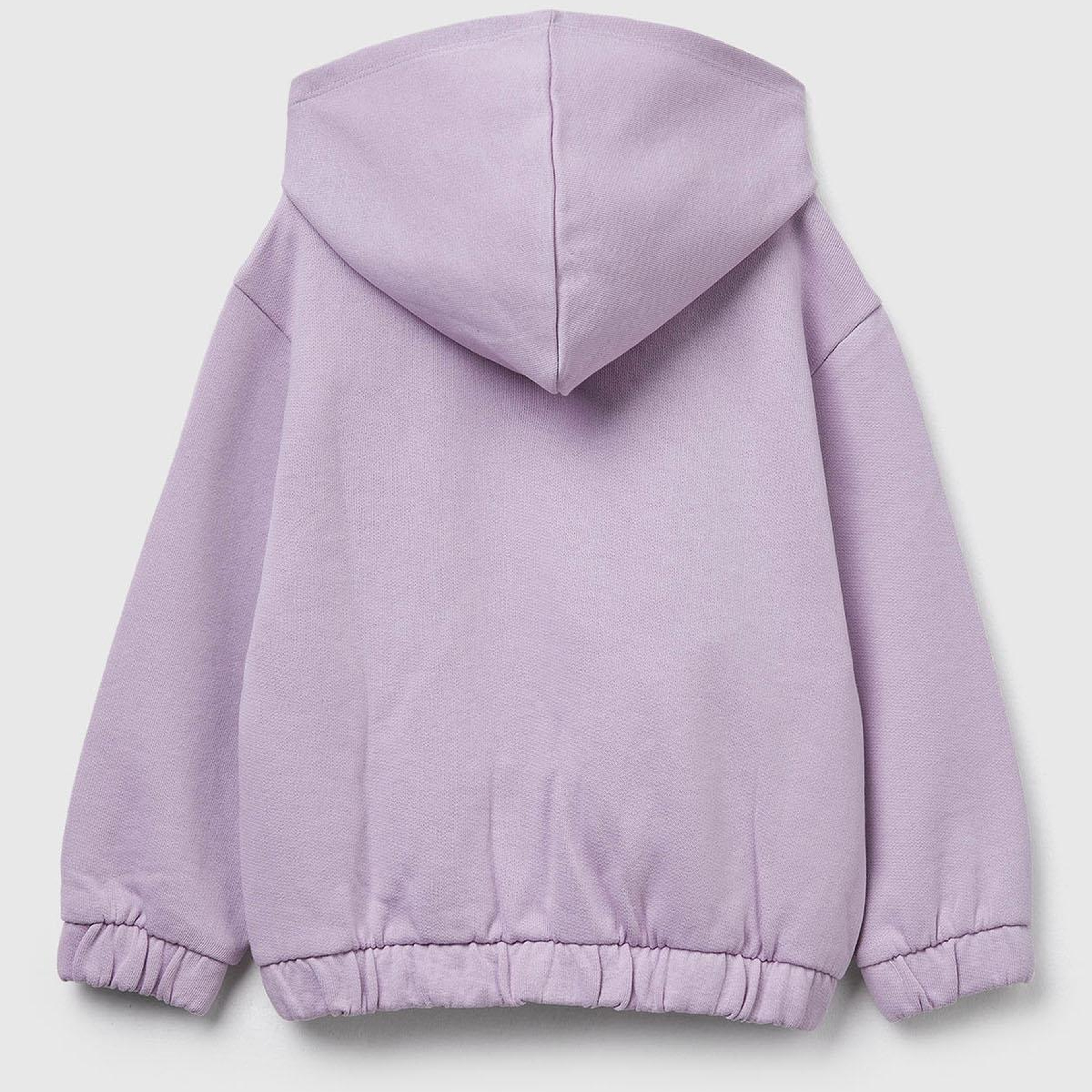Kız Çocuk Lila Önü Aplikeli Fermuarlı Yan Cepli Kapüşonlu Sweatshirt