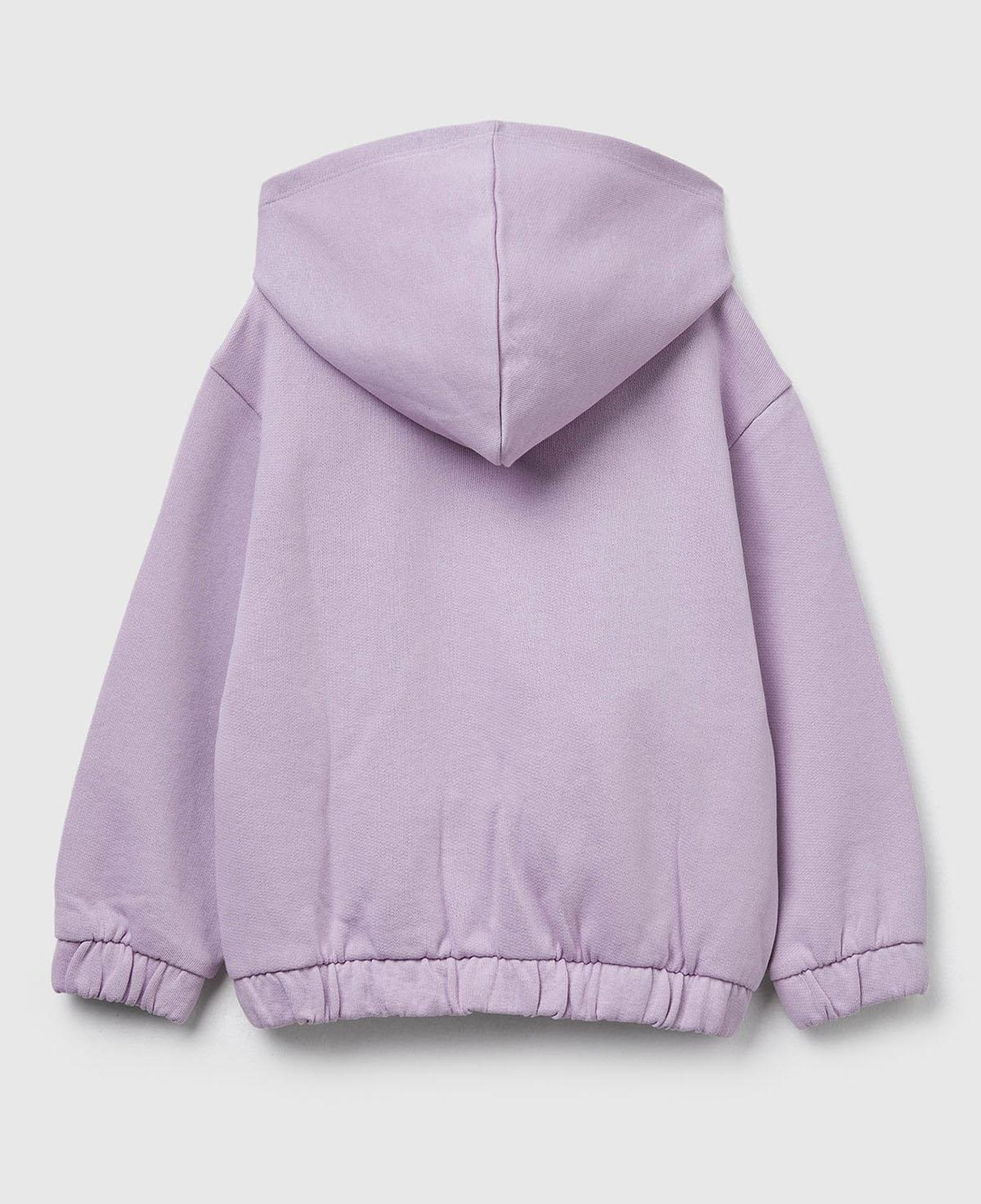 Kız Çocuk Lila Önü Aplikeli Fermuarlı Yan Cepli Kapüşonlu Sweatshirt