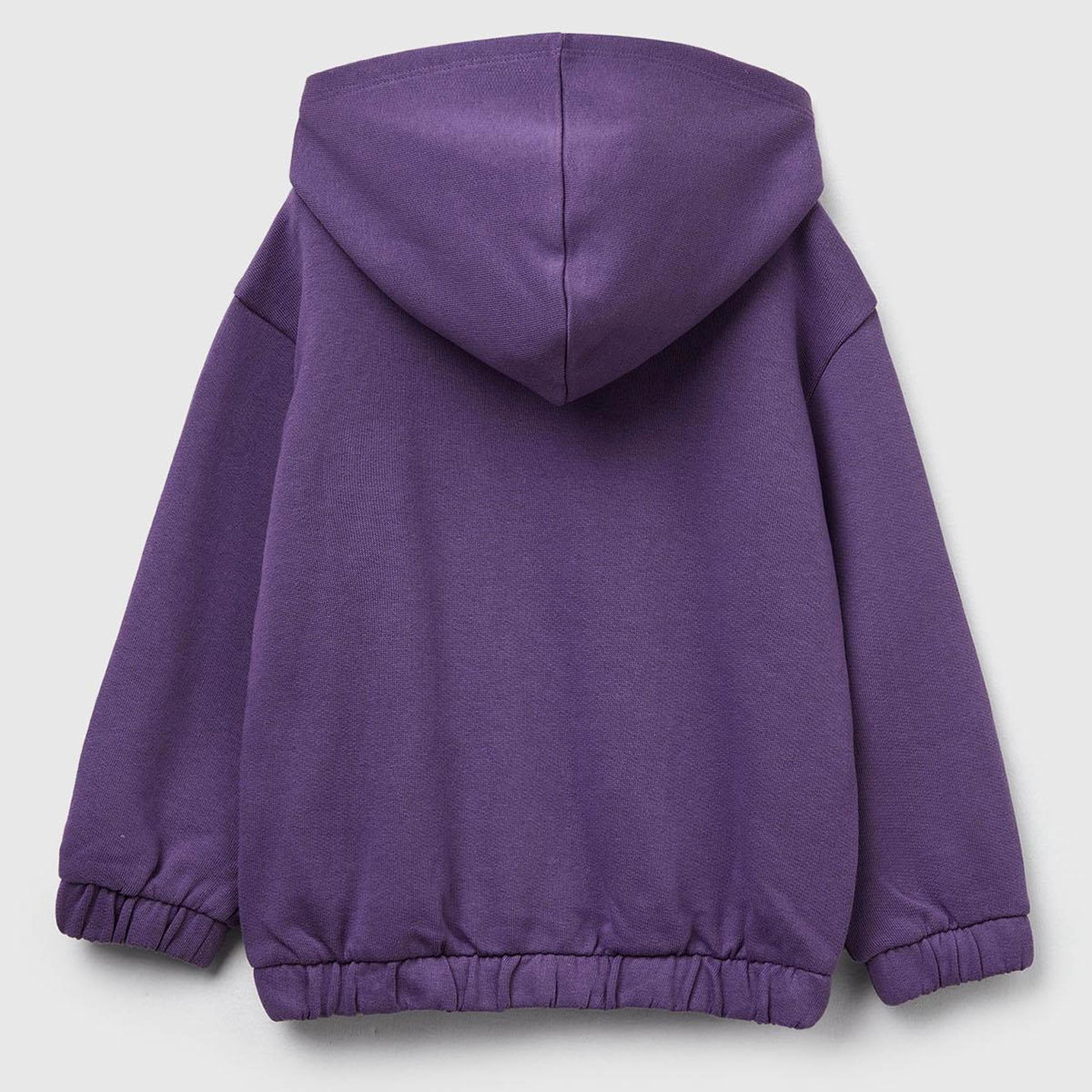 Kız Çocuk Mor Önü Aplikeli Fermuarlı Yan Cepli Kapüşonlu Sweatshirt