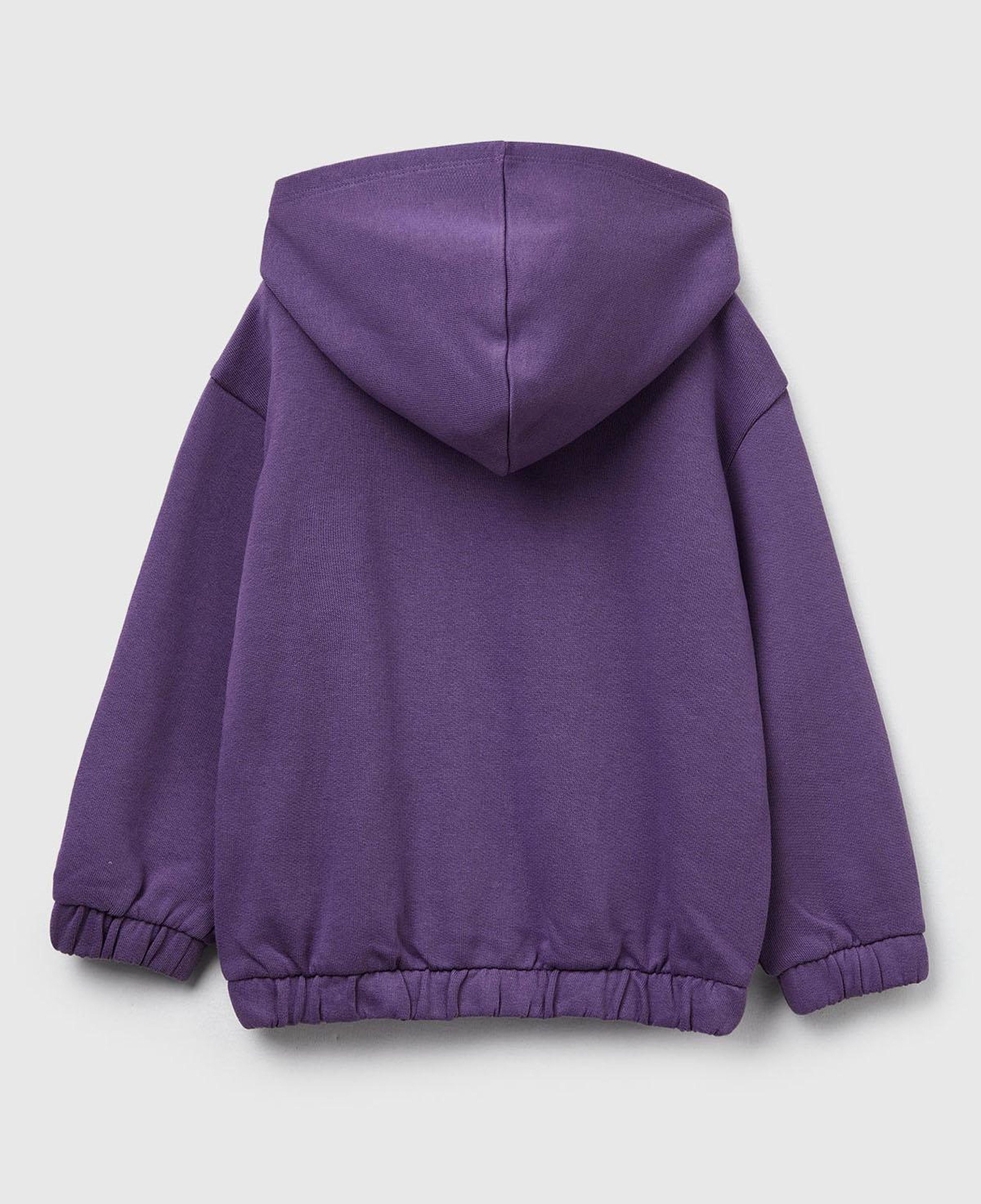 Kız Çocuk Mor Önü Aplikeli Fermuarlı Yan Cepli Kapüşonlu Sweatshirt