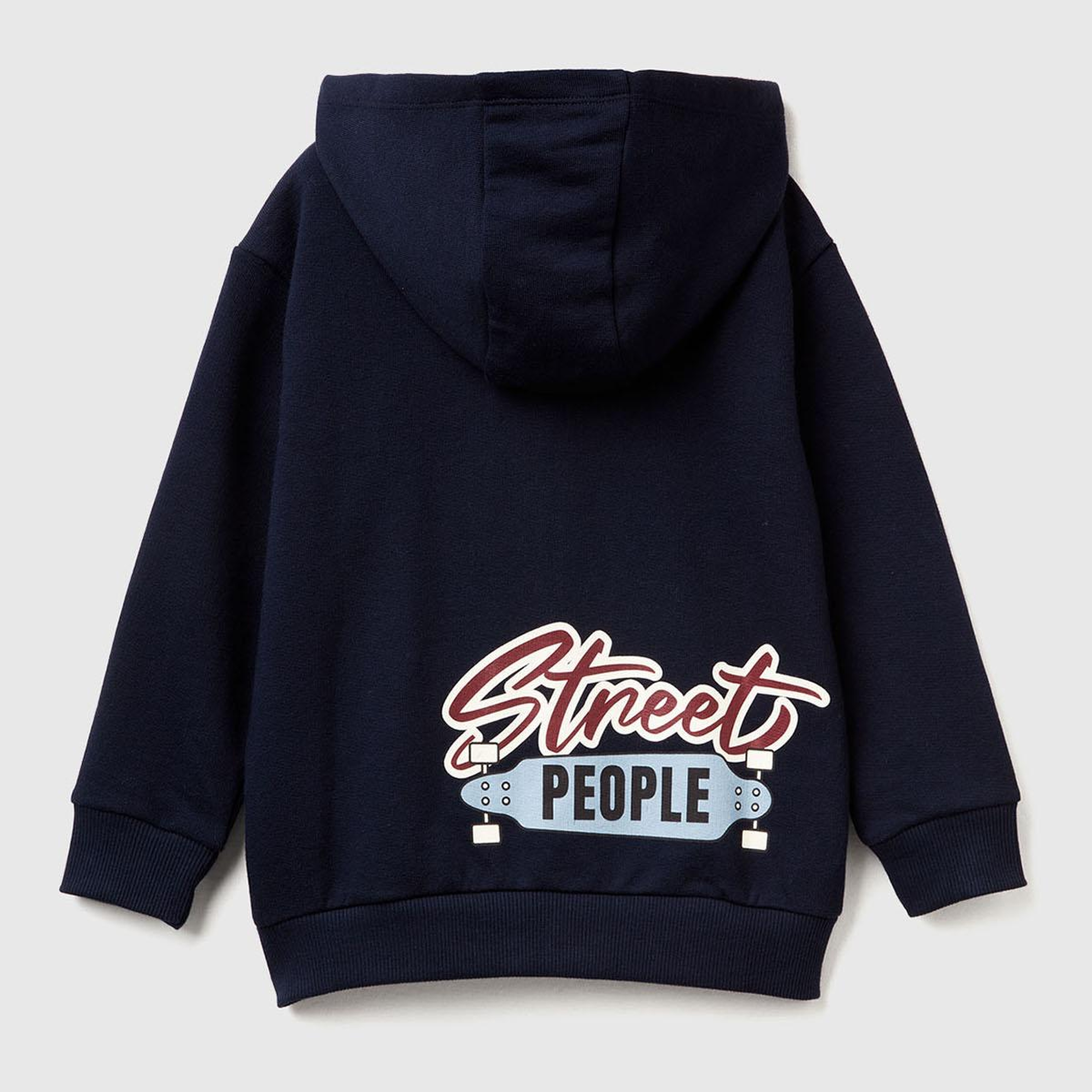 Erkek Çocuk Lacivert Baskılı Fermuarlı Kapüşonlu Relaxed Fit Sweatshirt