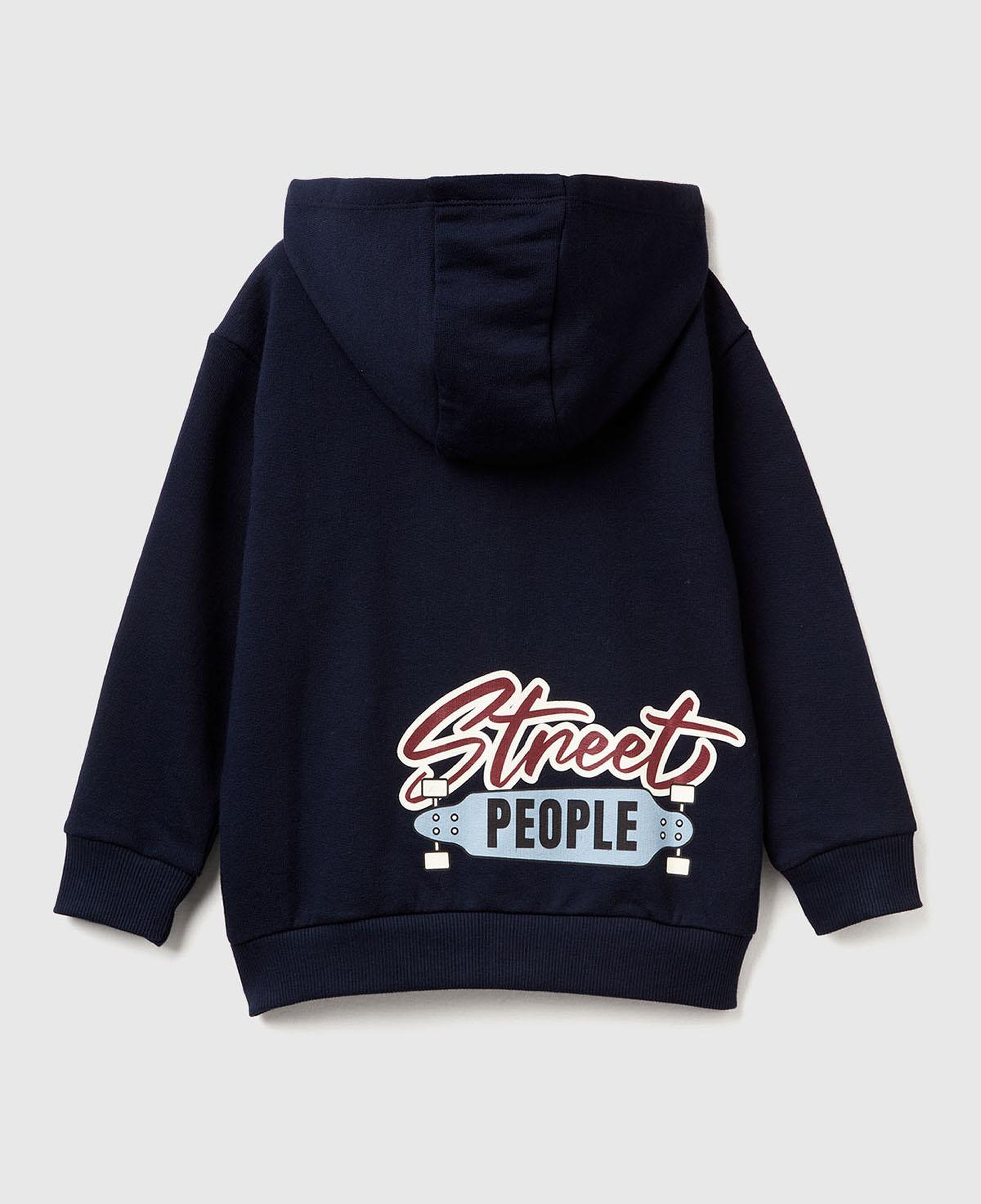 Erkek Çocuk Lacivert Baskılı Fermuarlı Kapüşonlu Relaxed Fit Sweatshirt