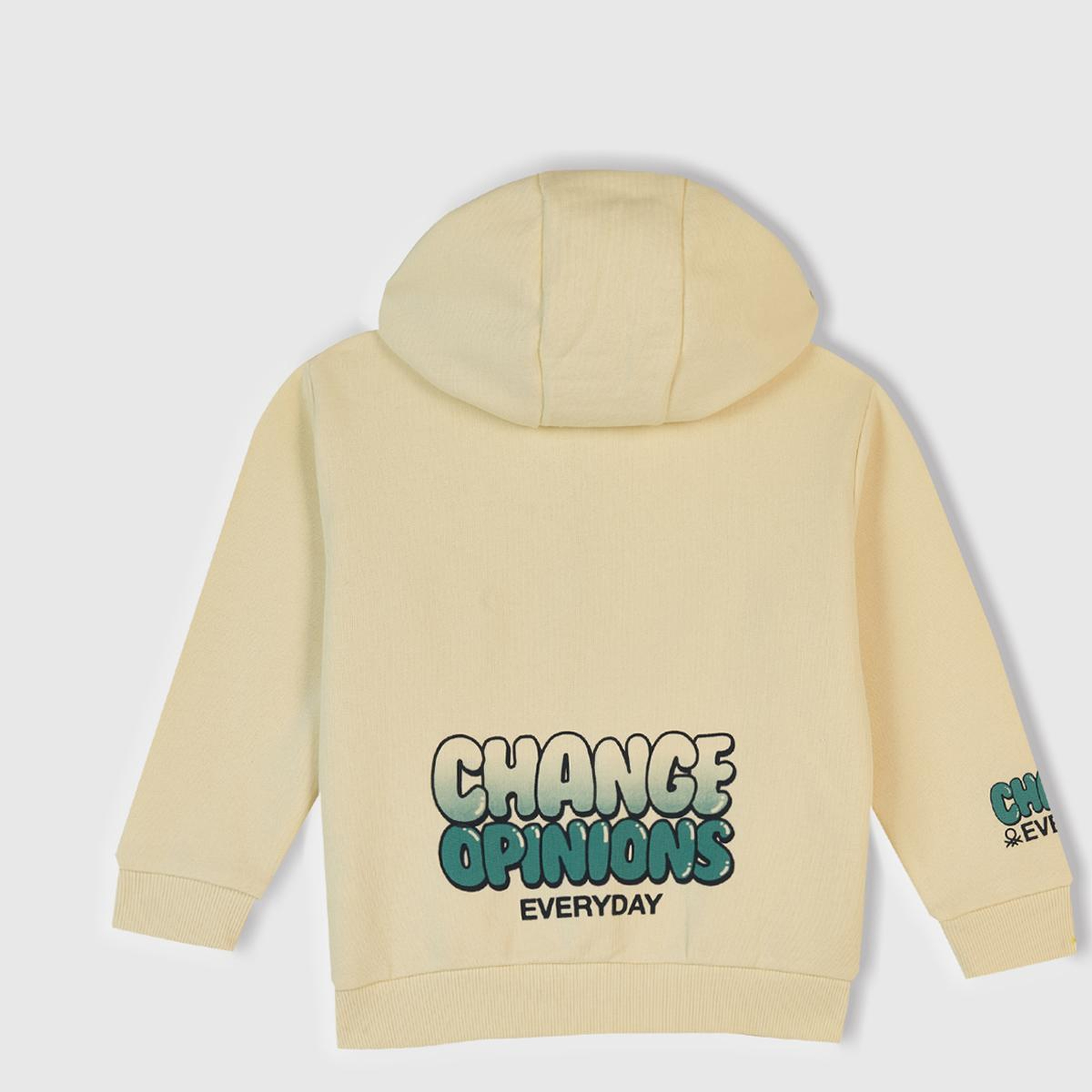Erkek Çocuk Krem Baskılı Fermuarlı Kapüşonlu Relaxed Fit Sweatshirt