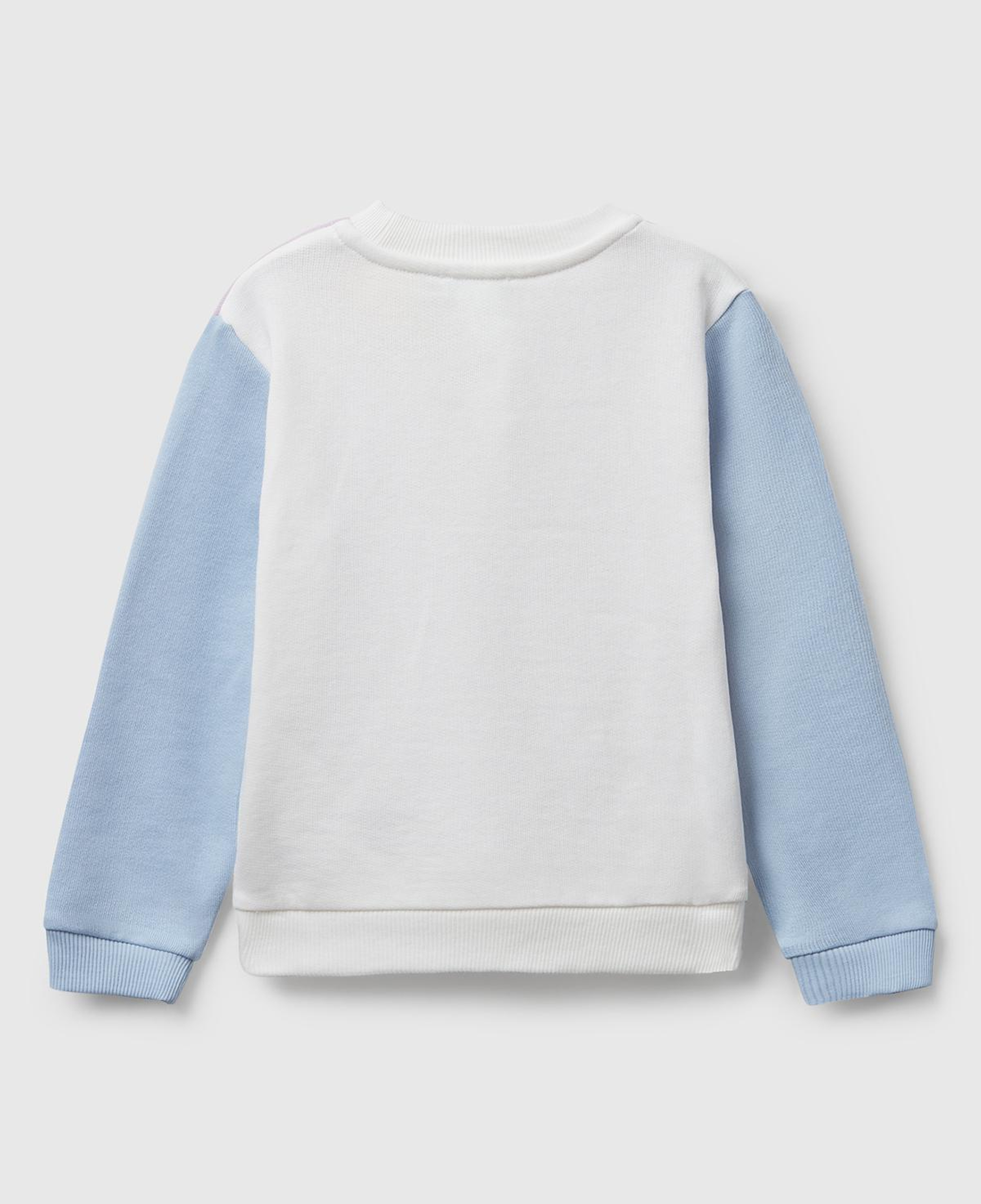 Kız Çocuk Lila-Krem Önü Simli Logo Baskılı Nervürlü Regular Fit Sweatshirt