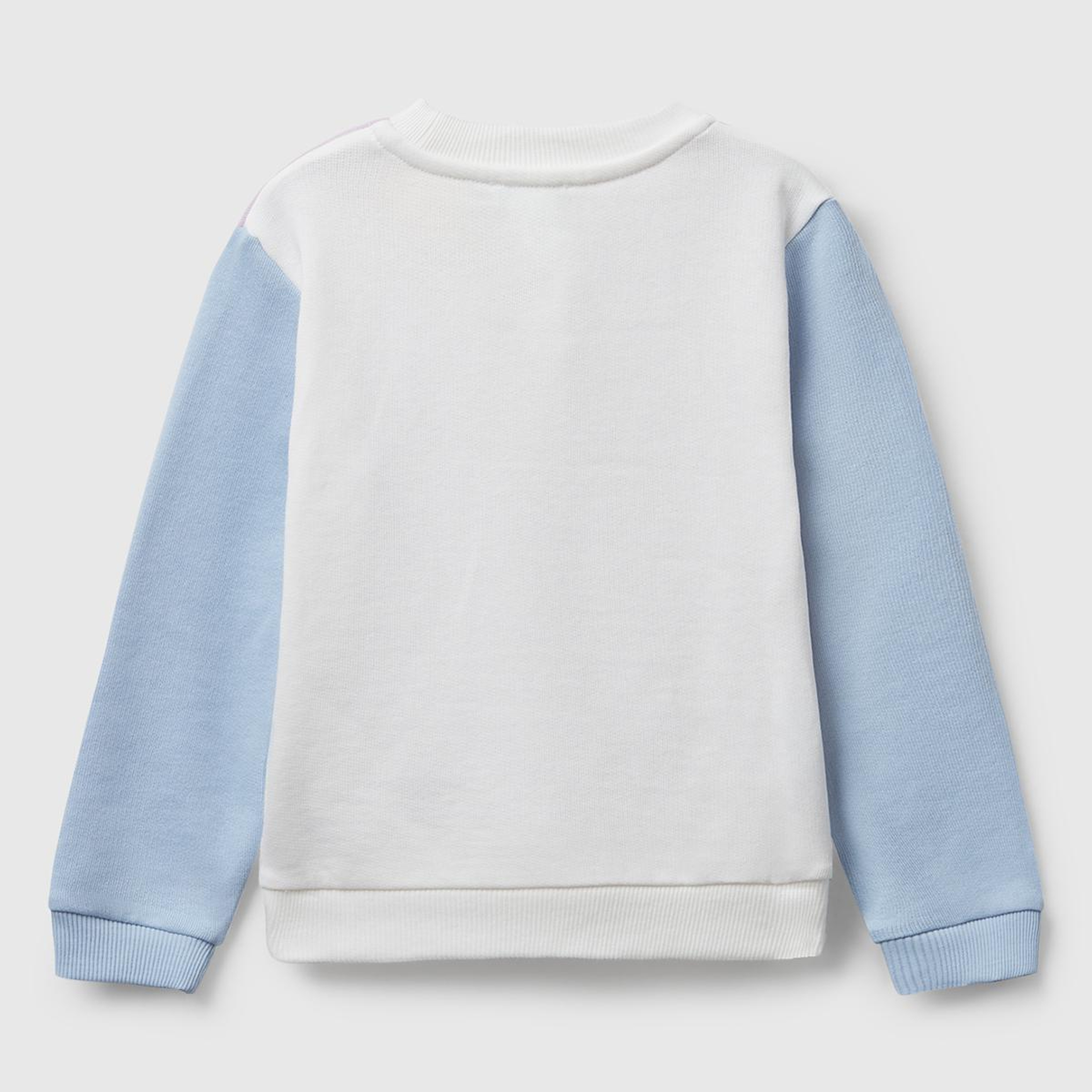 Kız Çocuk Lila-Krem Önü Simli Logo Baskılı Nervürlü Regular Fit Sweatshirt