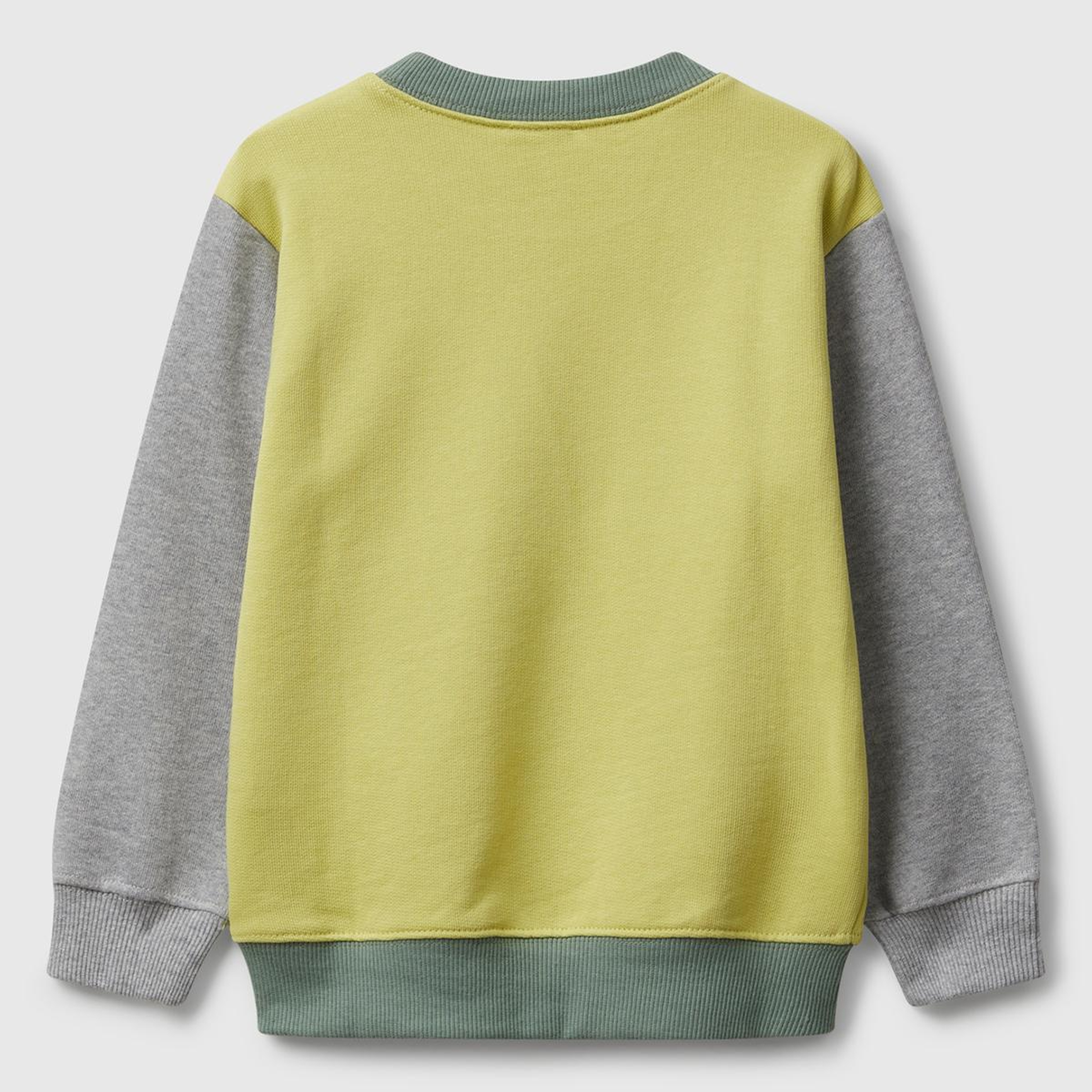 Erkek Çocuk Sarı-Gri Önü Logo Baskılı Bisiklet Yaka Sweatshirt