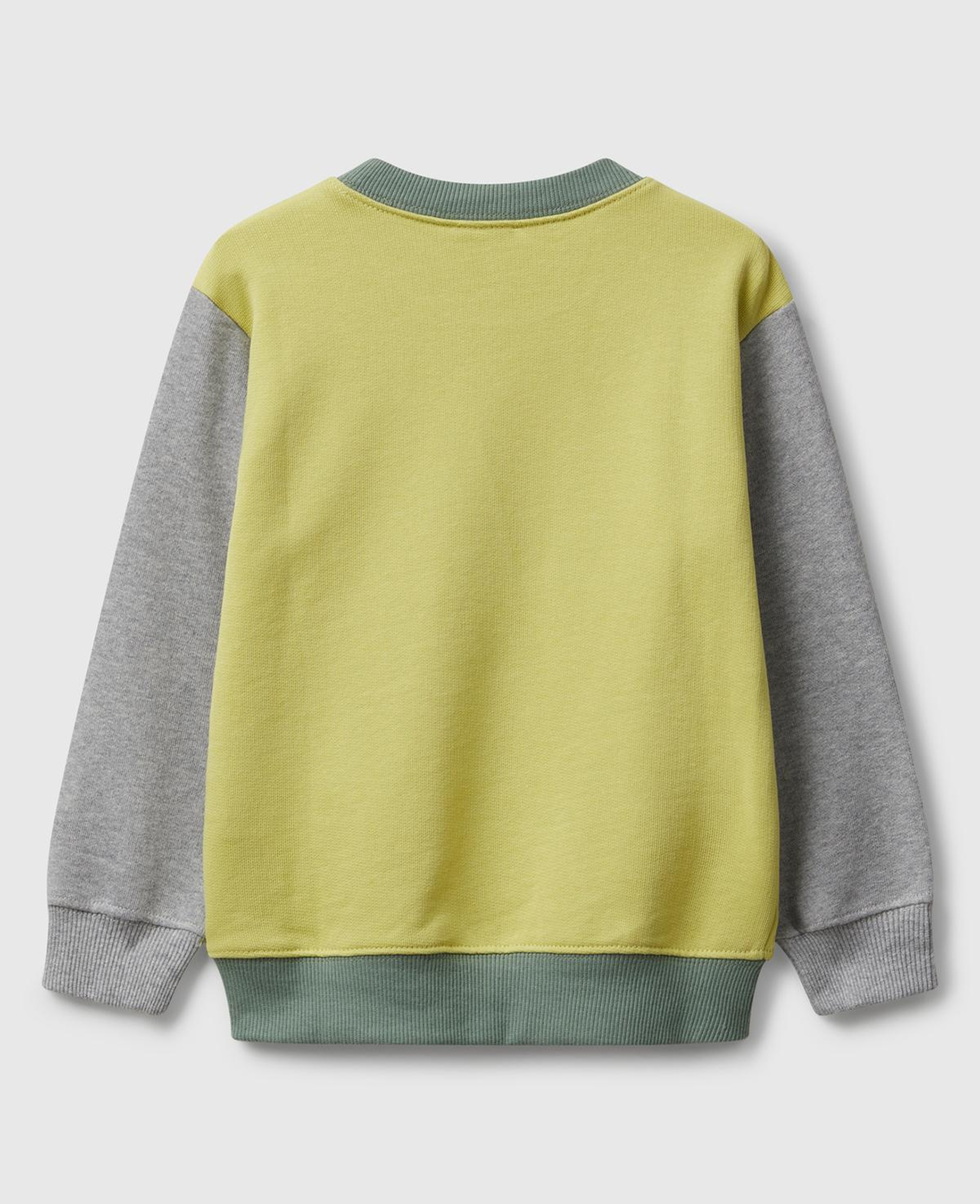 Erkek Çocuk Sarı-Gri Önü Logo Baskılı Bisiklet Yaka Sweatshirt