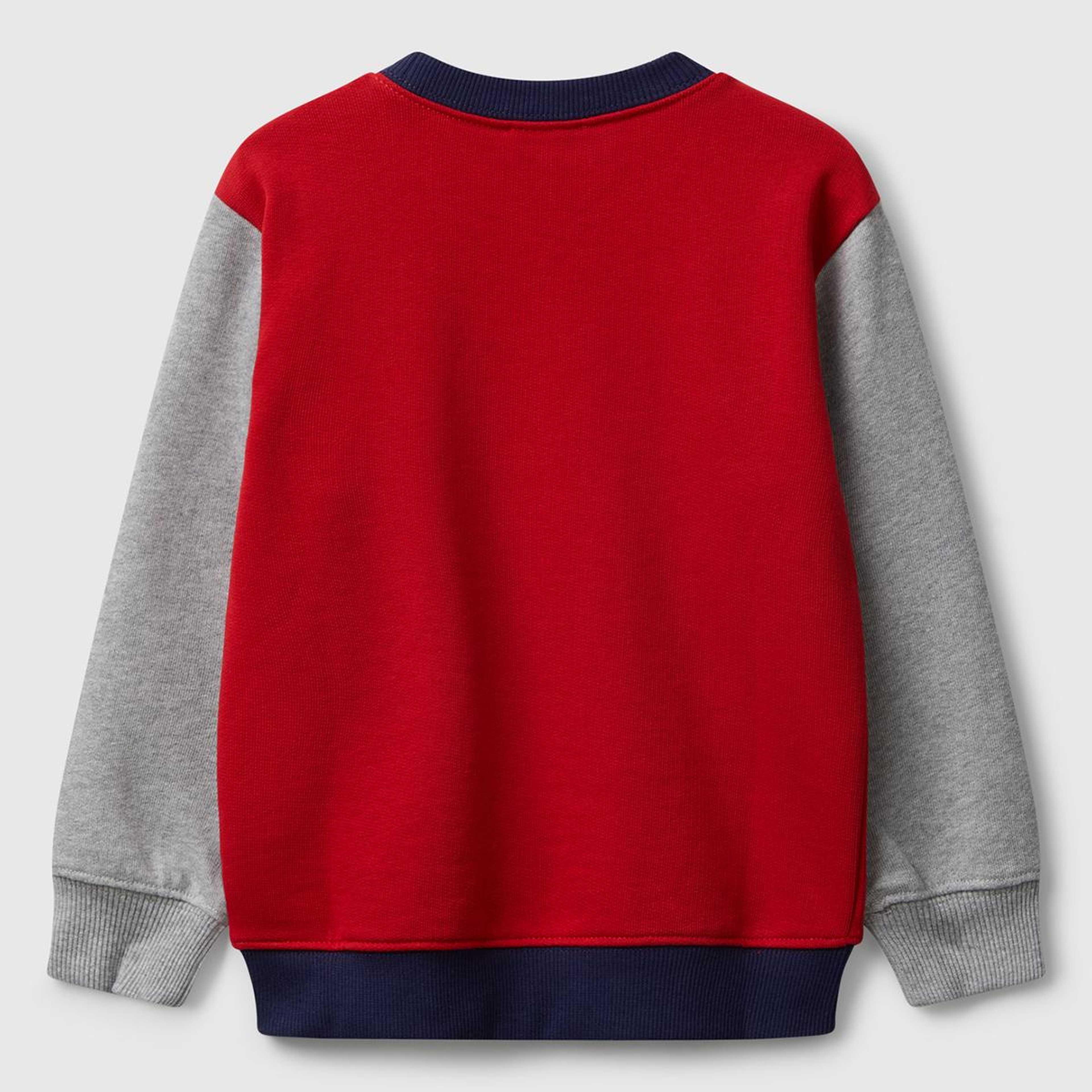 Erkek Çocuk Kırmızı-Gri Önü Logo Baskılı Bisiklet Yaka Sweatshirt