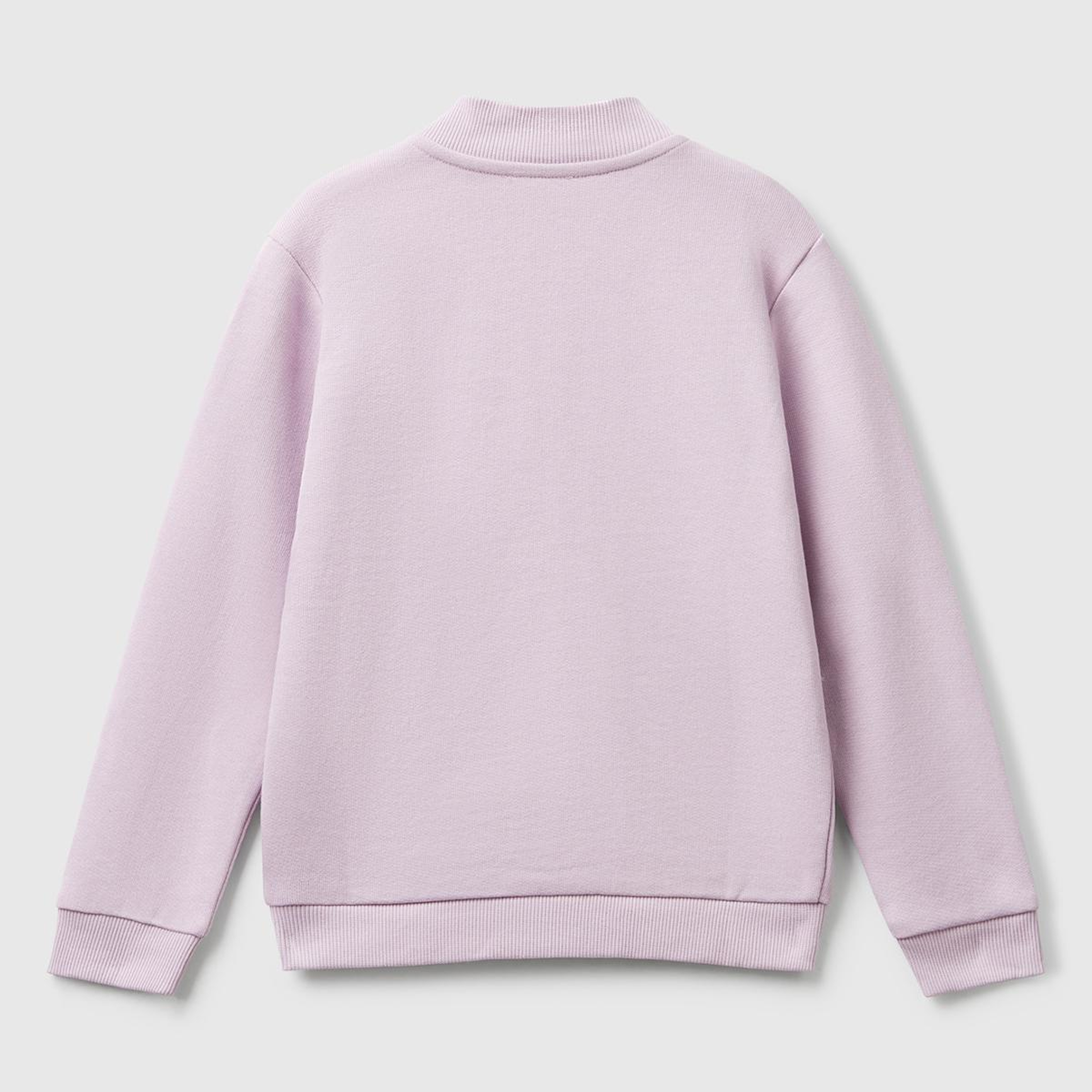 Kız Çocuk Lila Simli Logo Baskılı Fermuarlı Ribanalı Regular Fit Sweatshirt