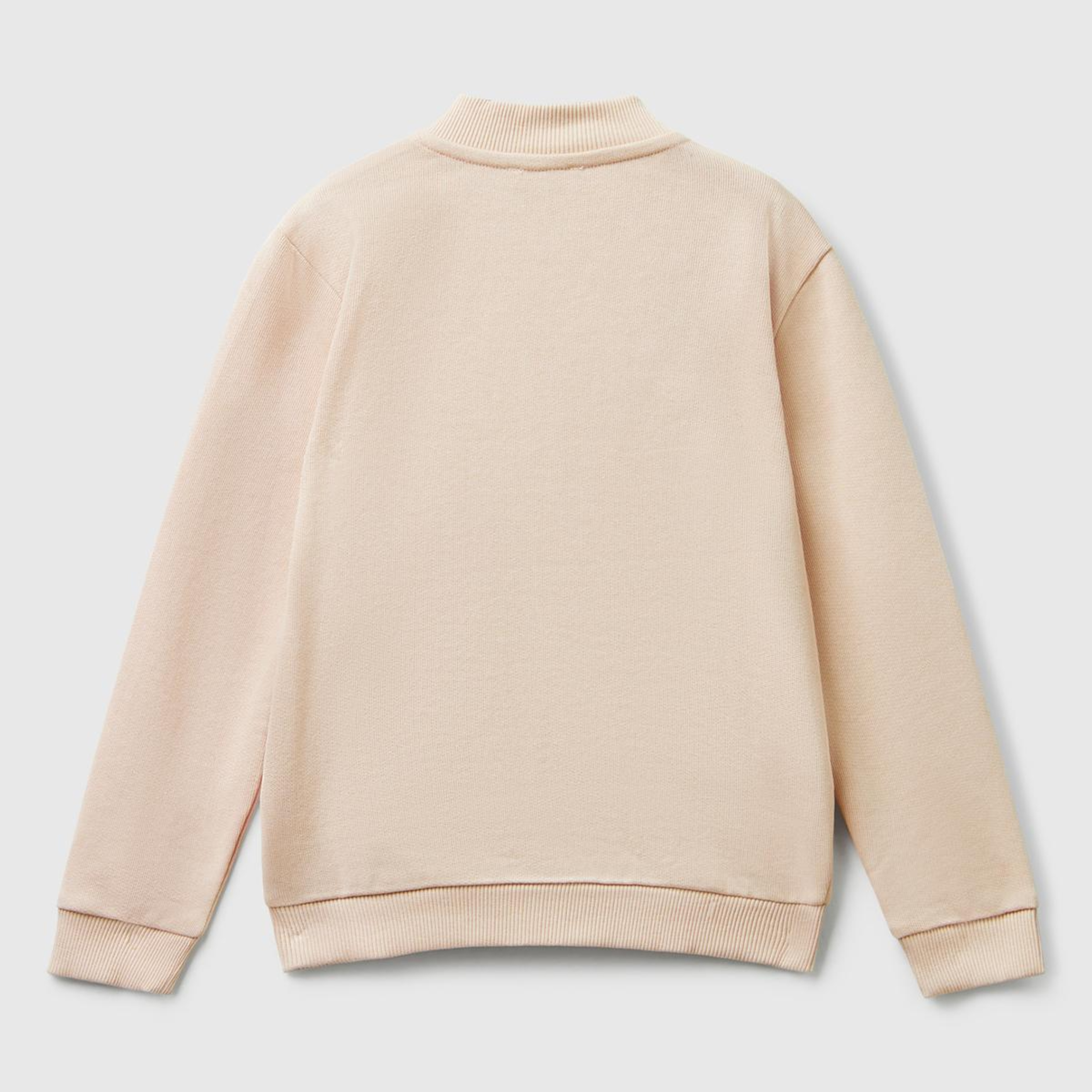 Kız Çocuk Toz Pembe Simli Logo Baskılı Fermuarlı Ribanalı Regular Fit Sweatshirt