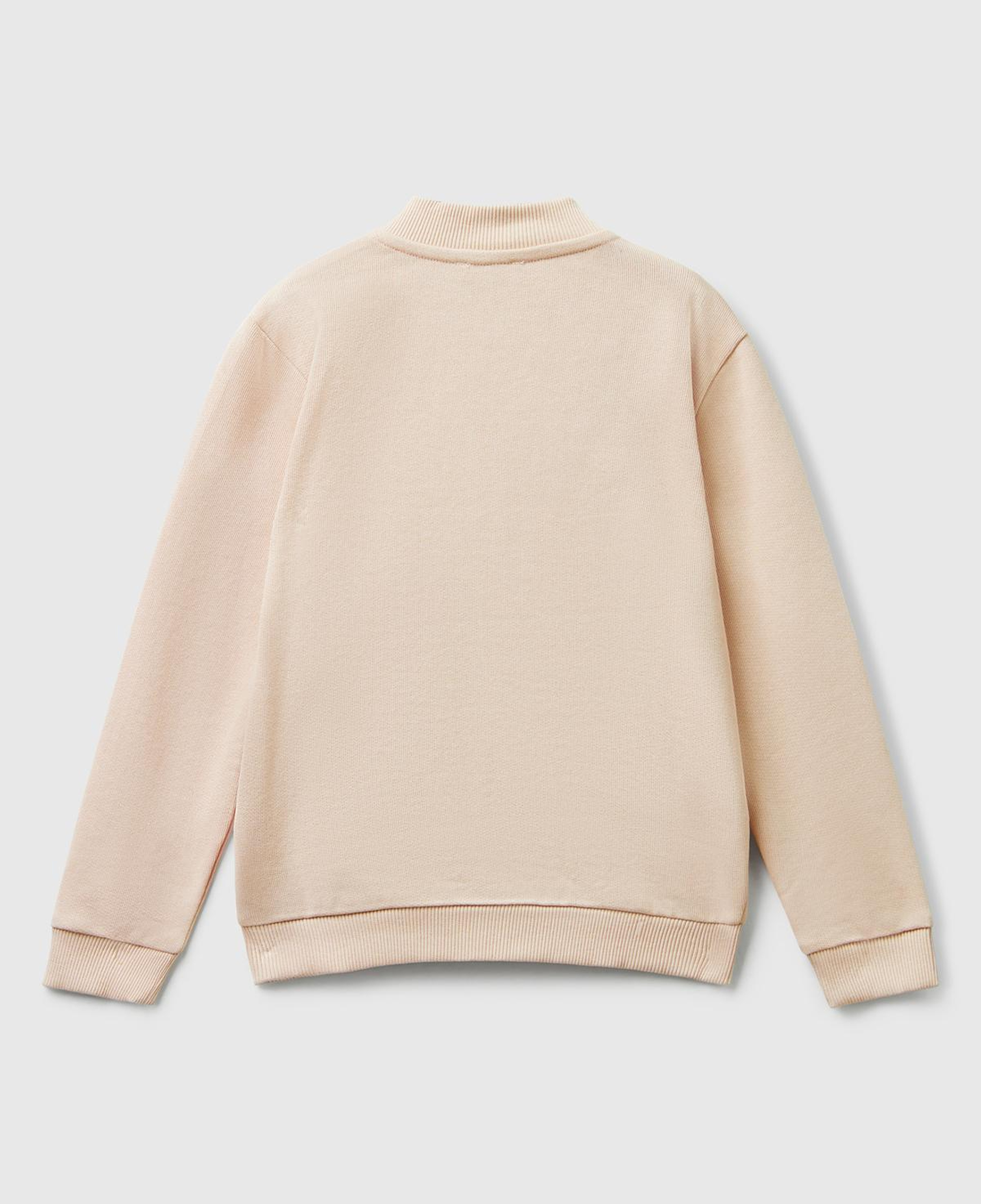 Kız Çocuk Toz Pembe Simli Logo Baskılı Fermuarlı Ribanalı Regular Fit Sweatshirt