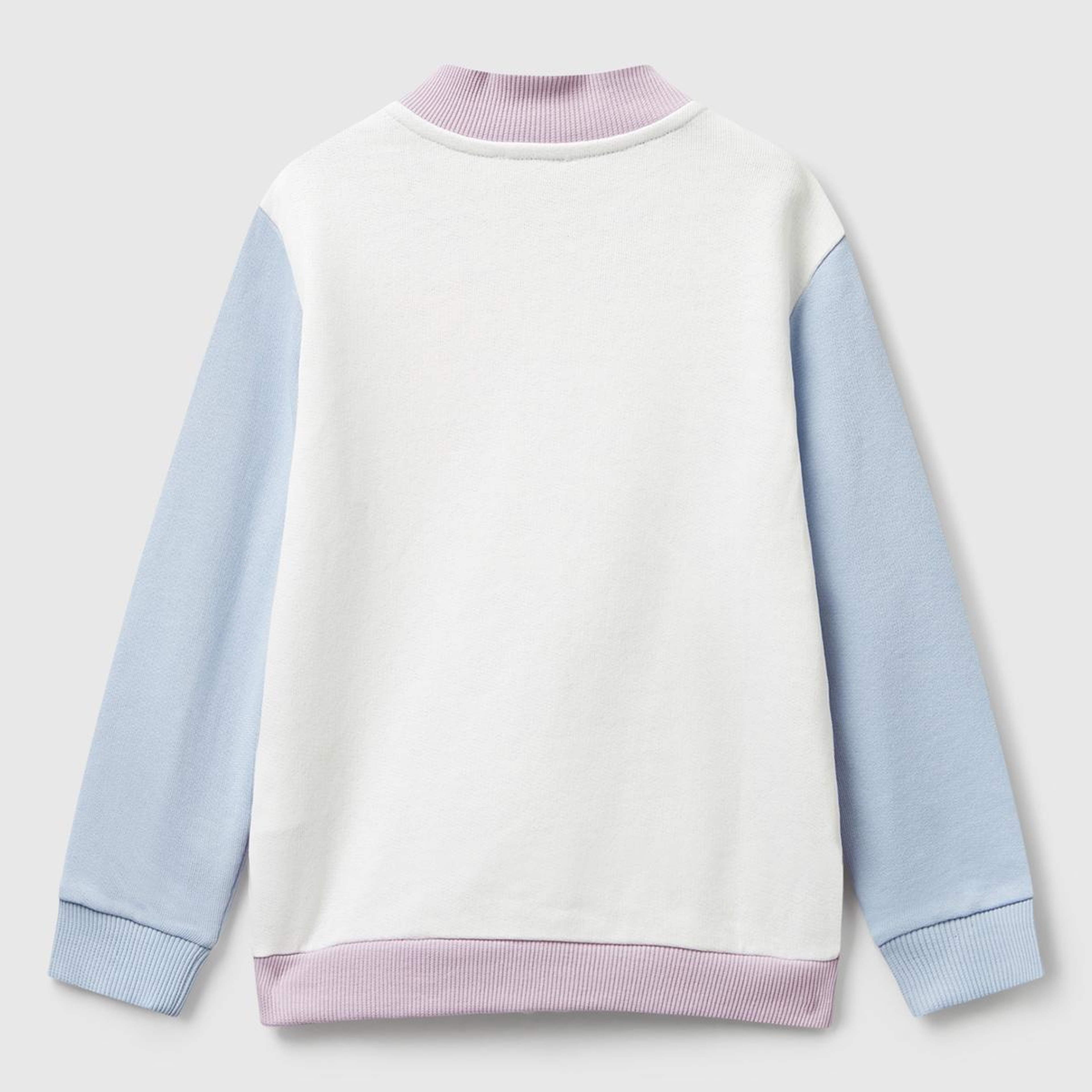 Kız Çocuk Lila-Ekru Simli Logo Baskılı Fermuarlı Ribanalı Regular Fit Sweatshirt