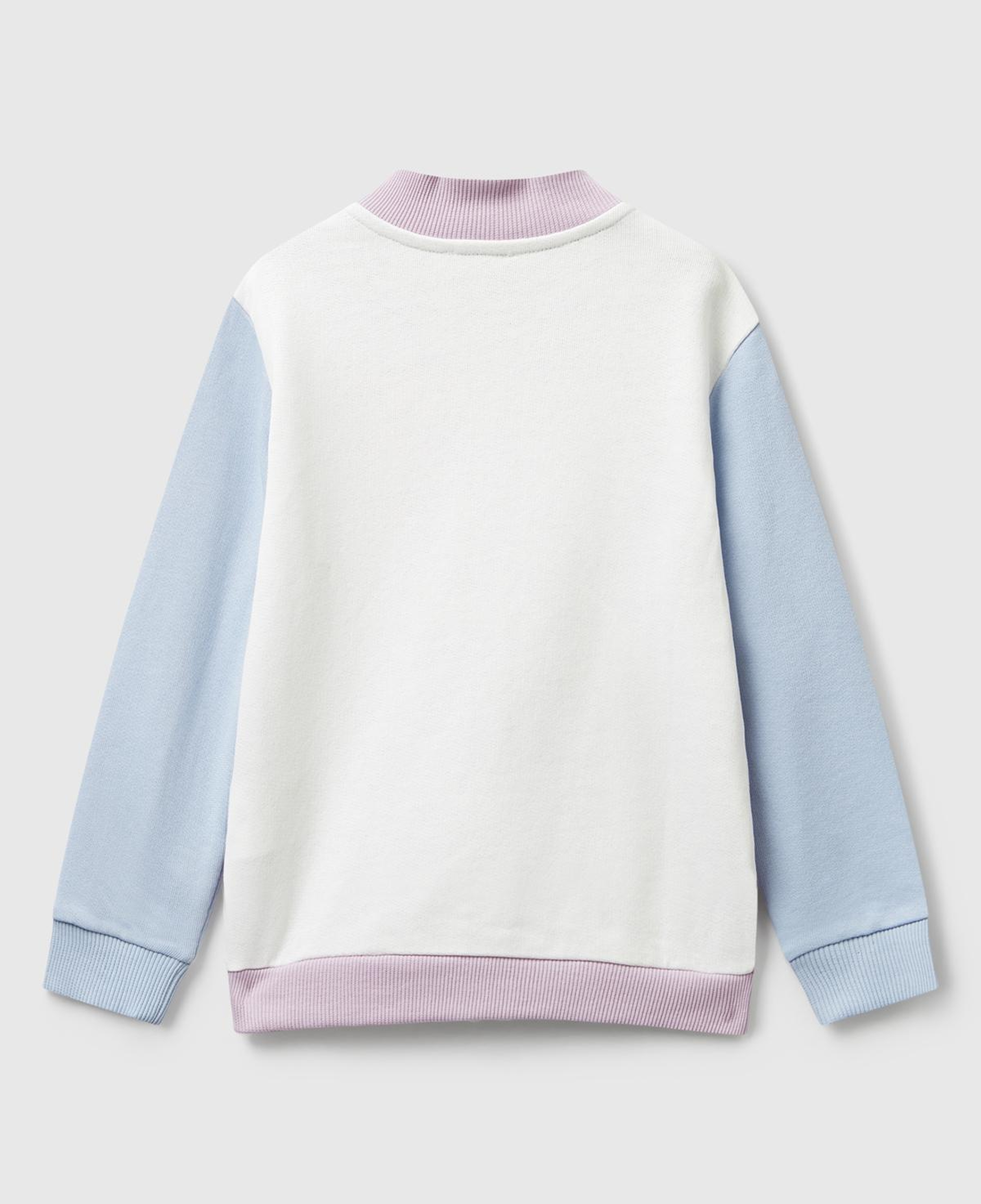 Kız Çocuk Lila-Ekru Simli Logo Baskılı Fermuarlı Ribanalı Regular Fit Sweatshirt