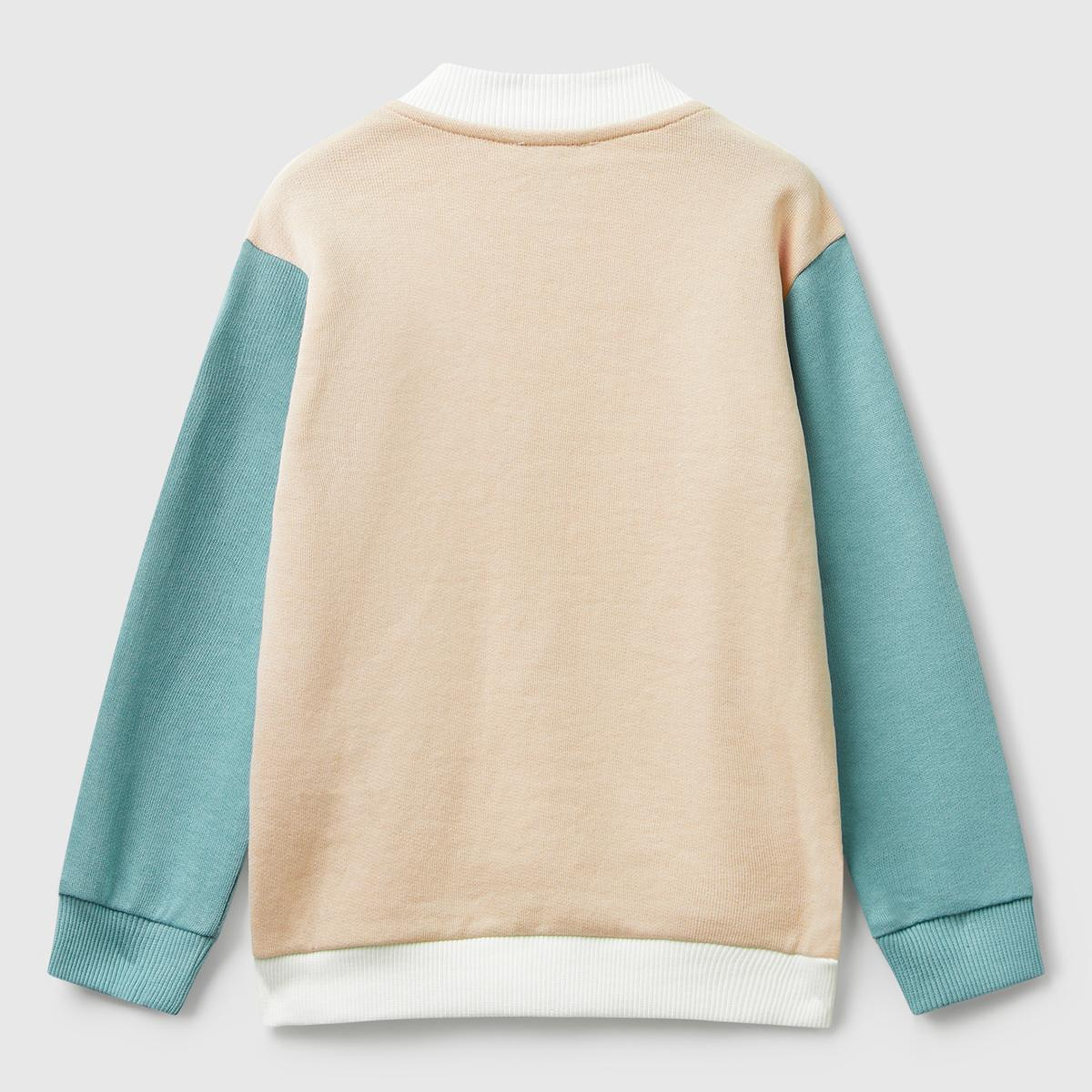 Kız Çocuk Pembe-Beyaz Simli Logo Baskılı Fermuarlı Ribanalı Regular Fit Sweatshirt