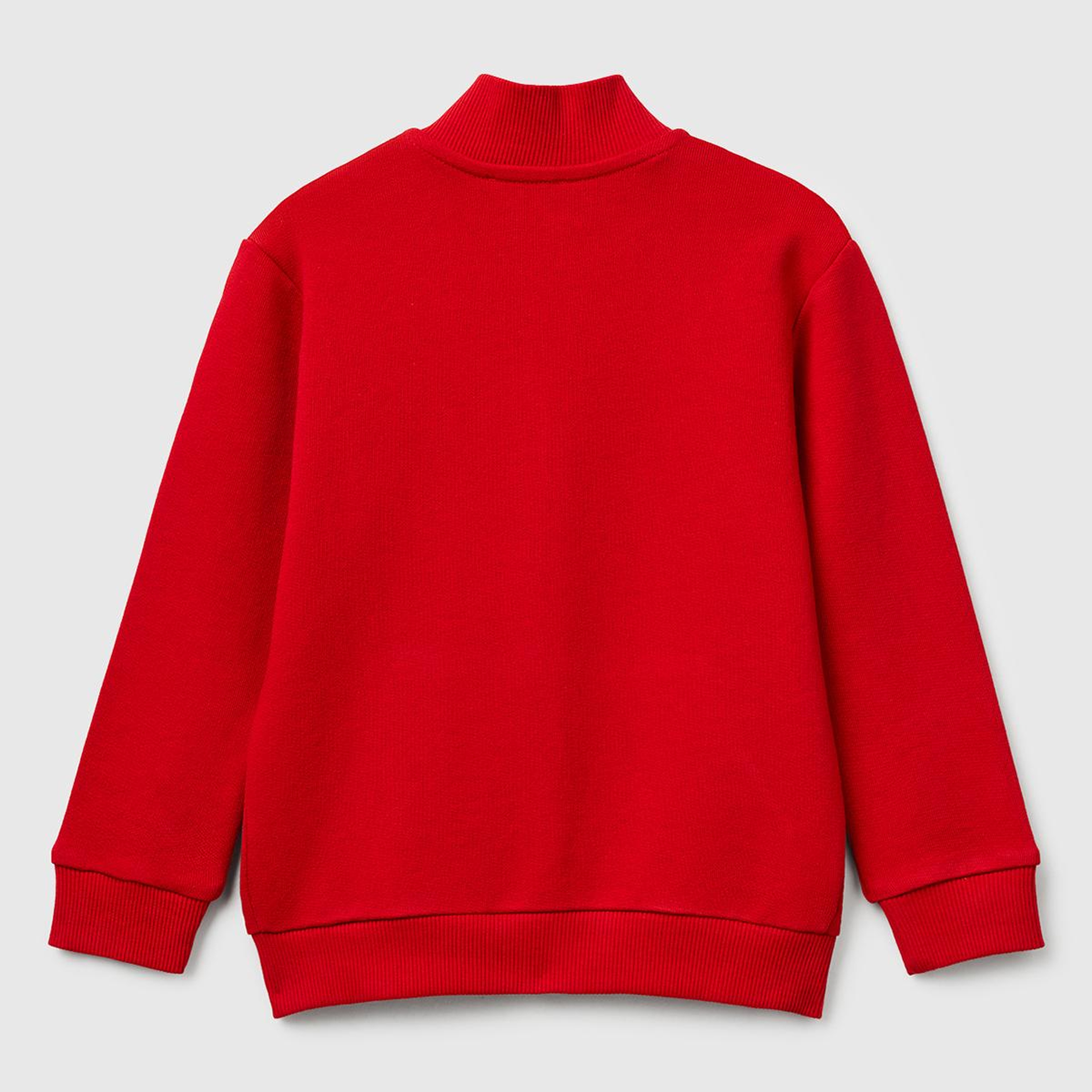 Erkek Çocuk Kırmızı Logo Detaylı Önü Fermuarlı Ribana Detaylı Sweatshirt